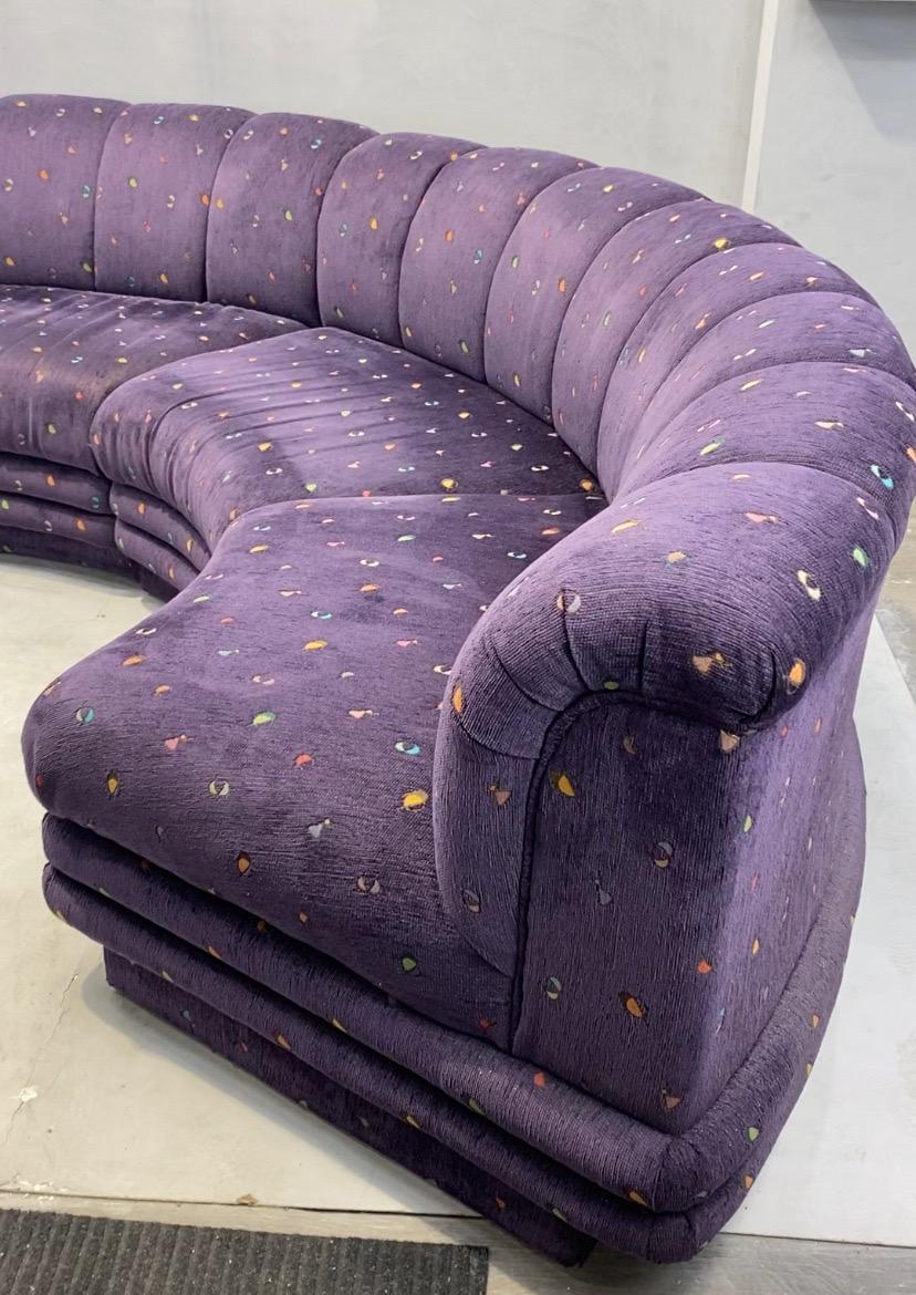 Post-Modern Vintage Postmodern Channel Back Flared Serpentine Sectional Sofa Bernhardt Style