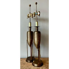 Vintage Postmodern Chapman Brass Lamps - A Pair