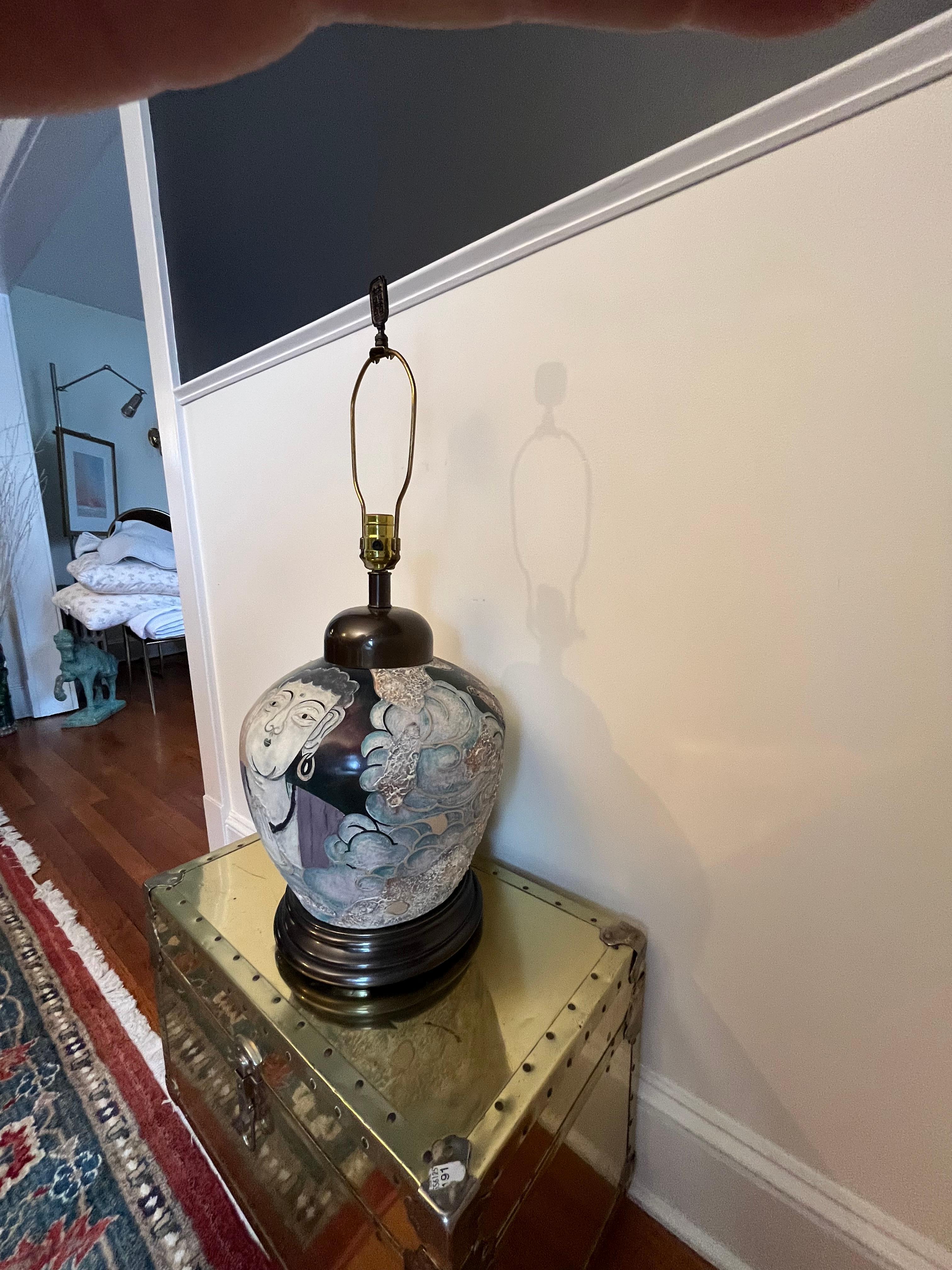 Vintage Postmodern Chinoisere Lamp Frederick Cooper In Good Condition For Sale In W Allenhurst, NJ