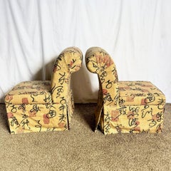 Vintage Postmodern Chinoiserie Dining Chairs With Storage - A Pair
