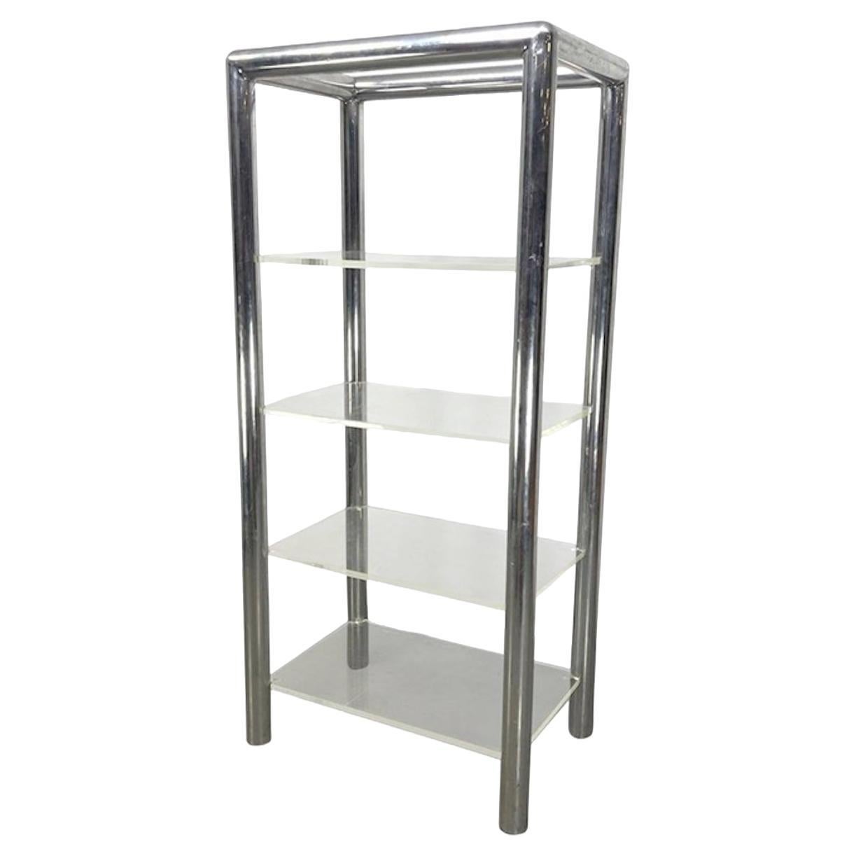 Vintage Postmodern Chrome & Lucite Shelf