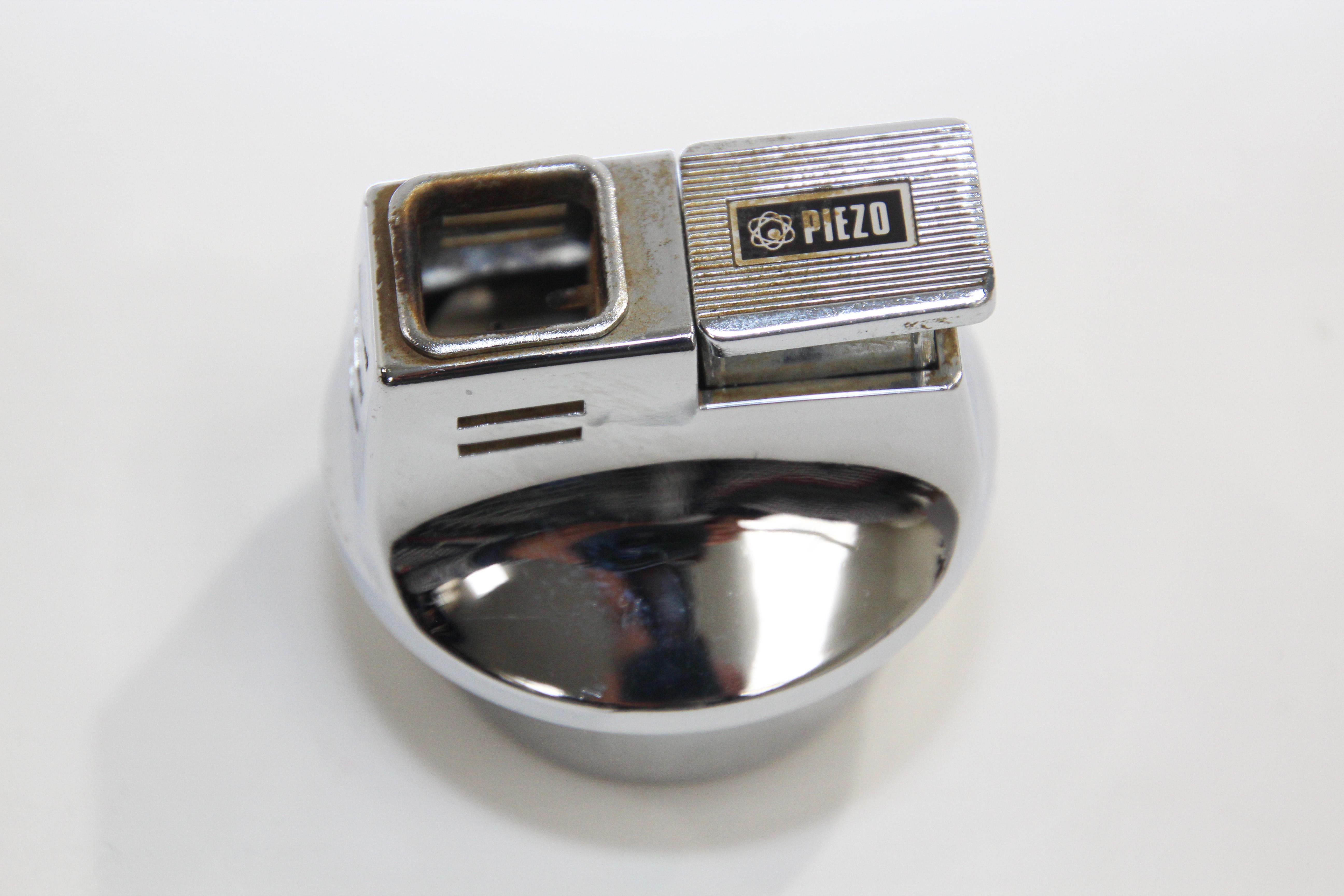 Vintage Postmodern Chrome Table Lighter Kogen Japan, 1970s In Good Condition For Sale In North Hollywood, CA