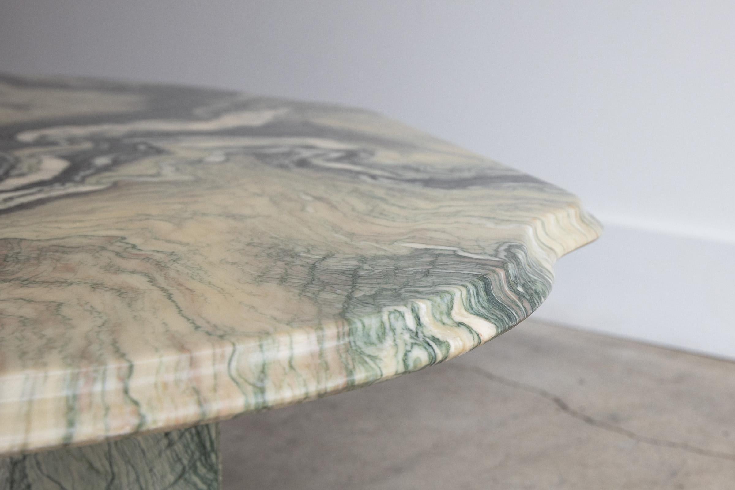 Marmo Tavolino in marmo italiano Cipollino Ondulato Vintage Postmoderno Smeraldo Blush