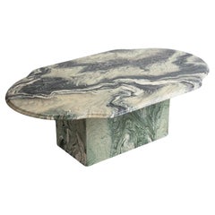 Tavolino in marmo italiano Cipollino Ondulato Vintage Postmoderno Smeraldo Blush