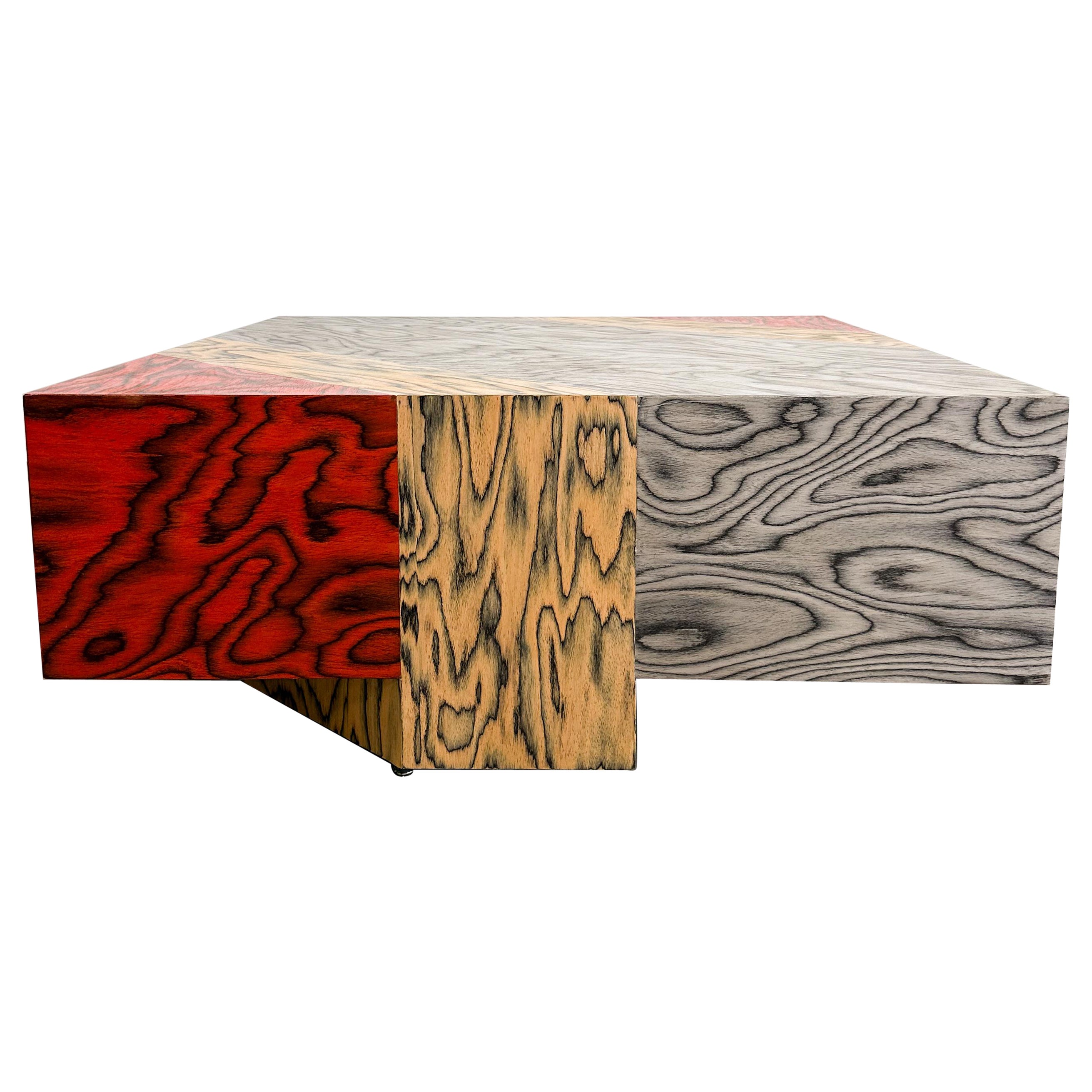 Vintage Postmodern Coffee Table Ettore Sottsass Veneer 80s MCM Retro