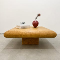 Vintage Postmodern Coffee Table with Bullnose Edge Burlwood 80s 70s