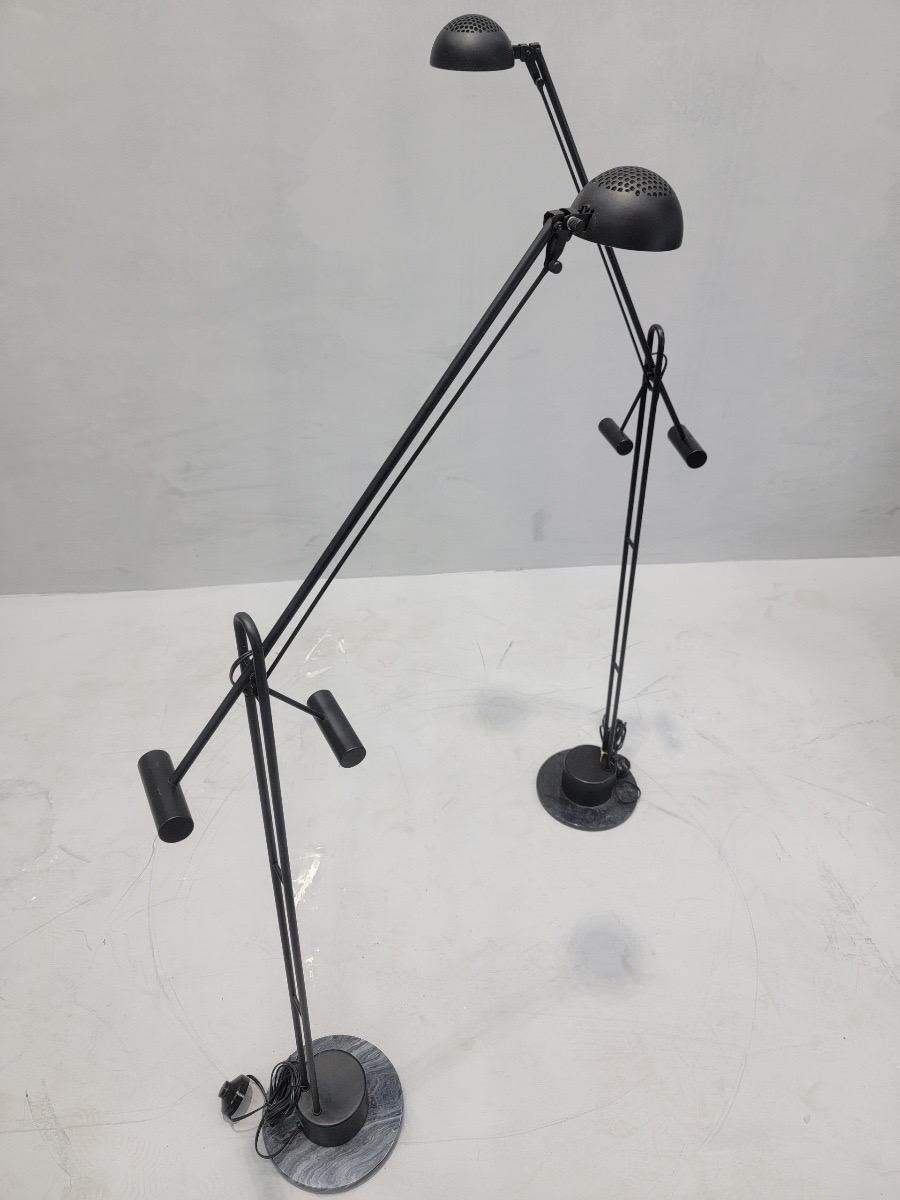 American Vintage Postmodern Crane Form Floor Lamps - Pair For Sale