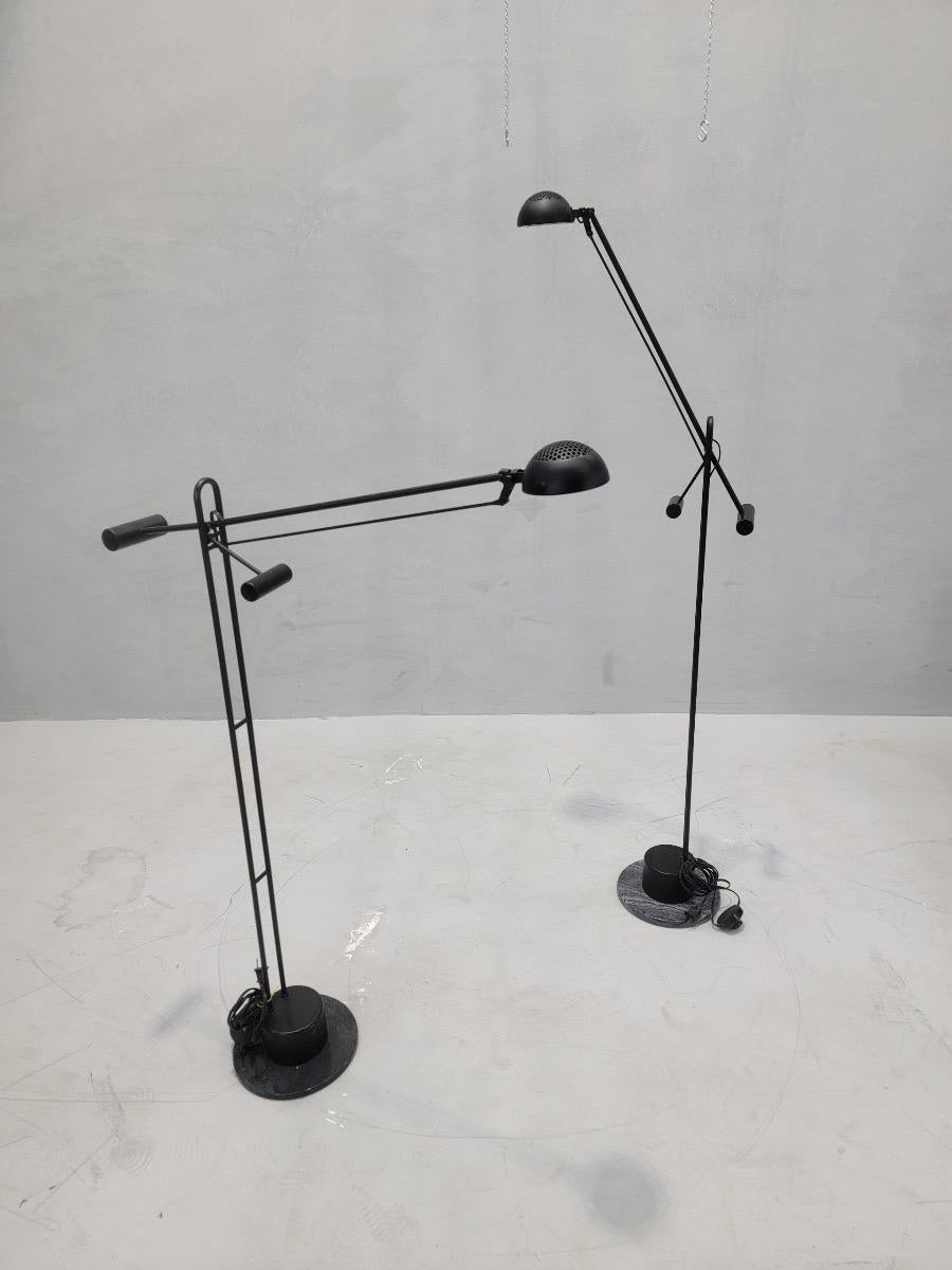 Vintage Postmodern Crane Form Floor Lamps - Pair In Good Condition For Sale In Chicago, IL