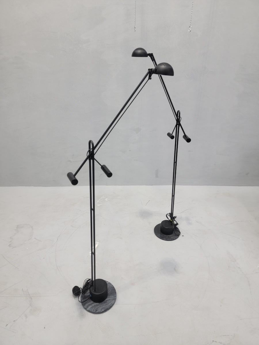 Late 20th Century Vintage Postmodern Crane Form Floor Lamps - Pair For Sale