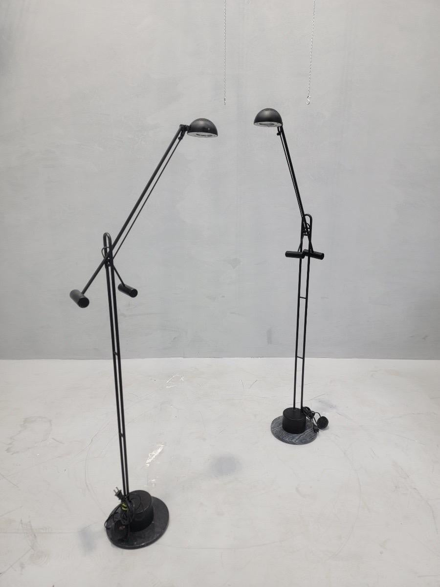 Metal Vintage Postmodern Crane Form Floor Lamps - Pair For Sale
