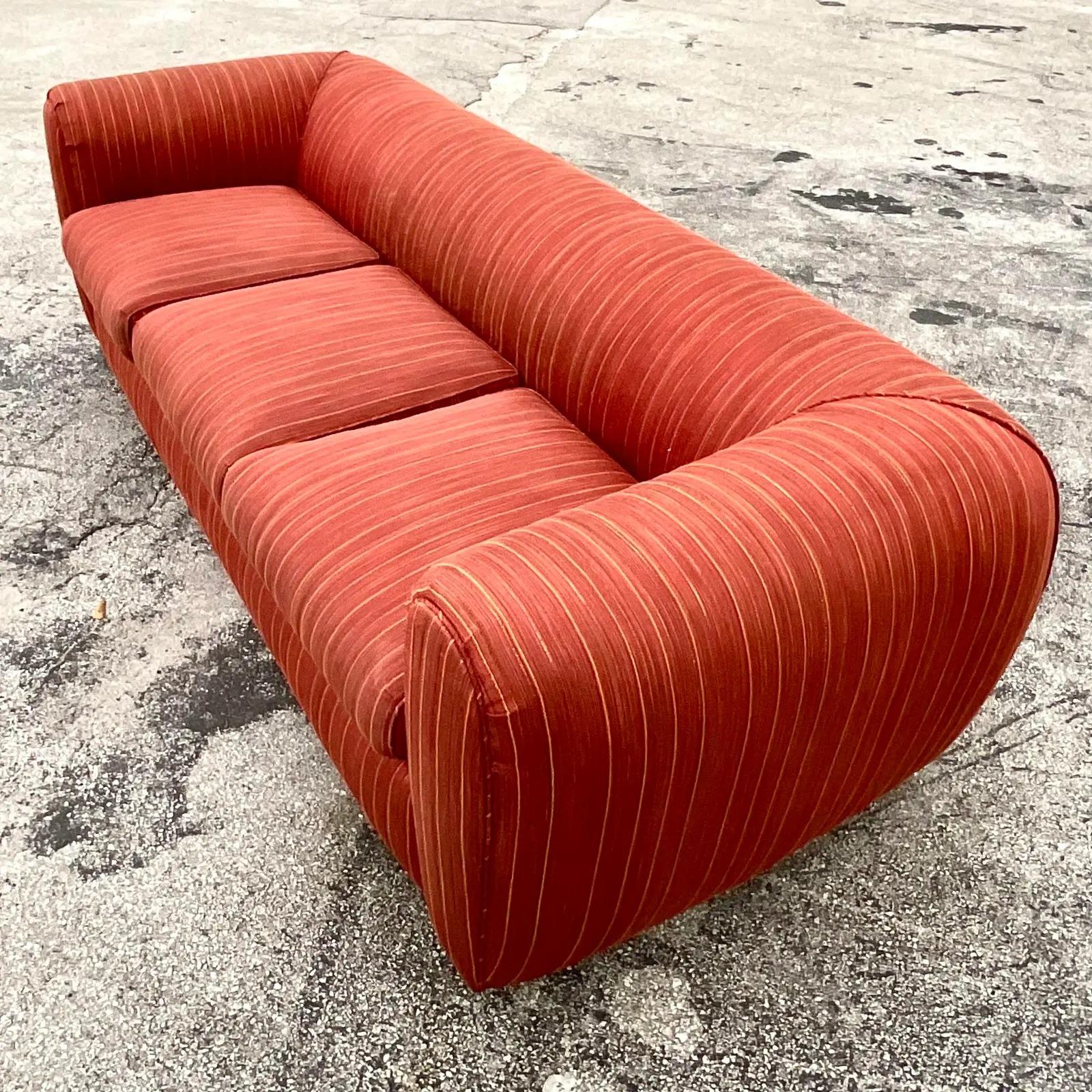 North American Vintage Postmodern Curved Frame Sofa