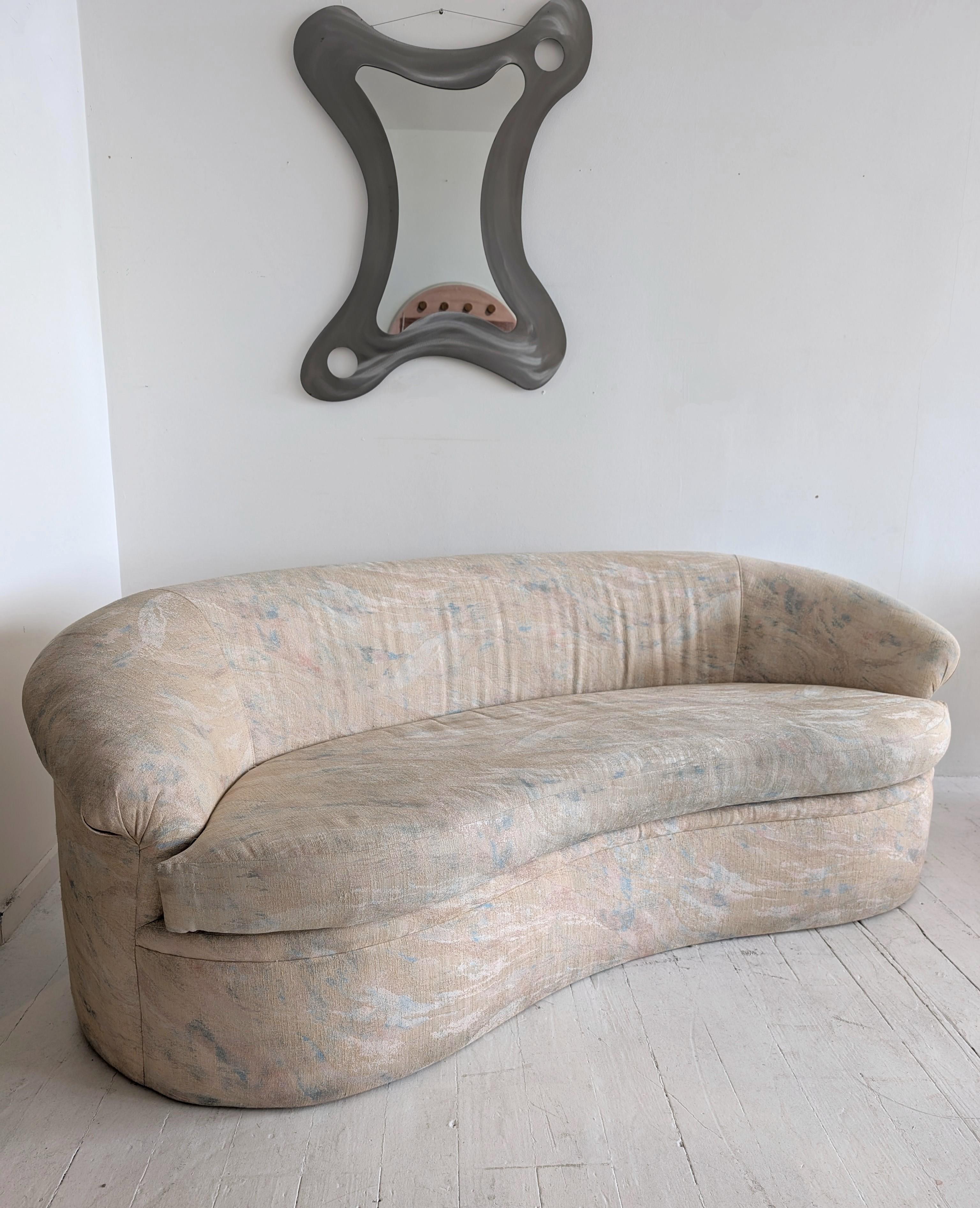 Vintage postmodern curved pastel sofa, USA 1980s- two available 6