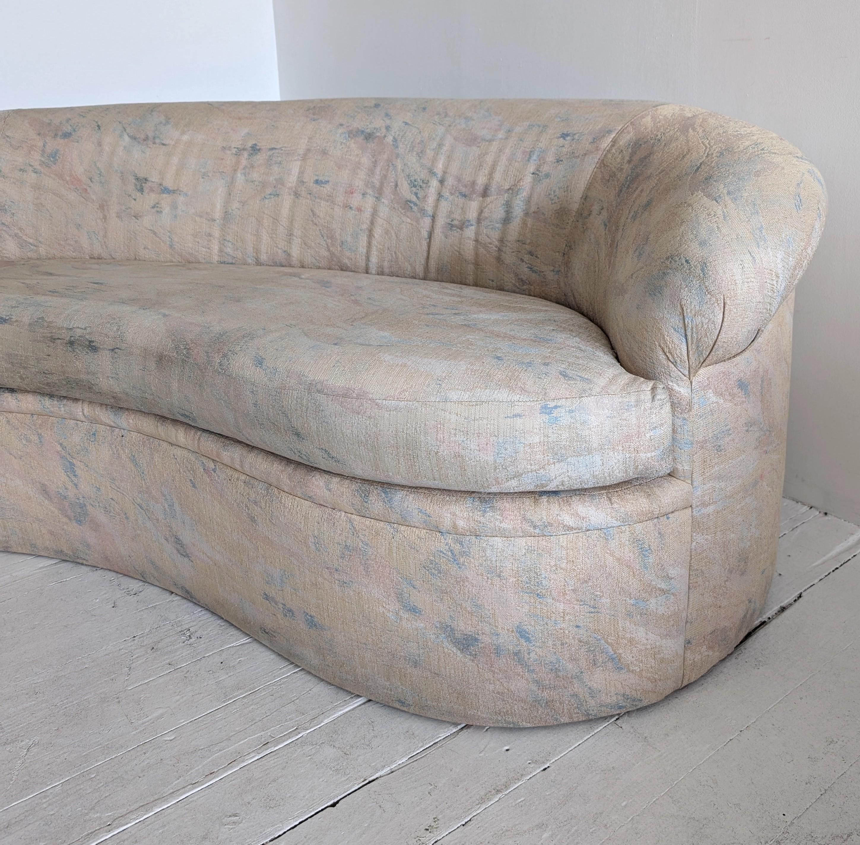 Vintage postmodern curved pastel sofa, USA 1980s- two available 9