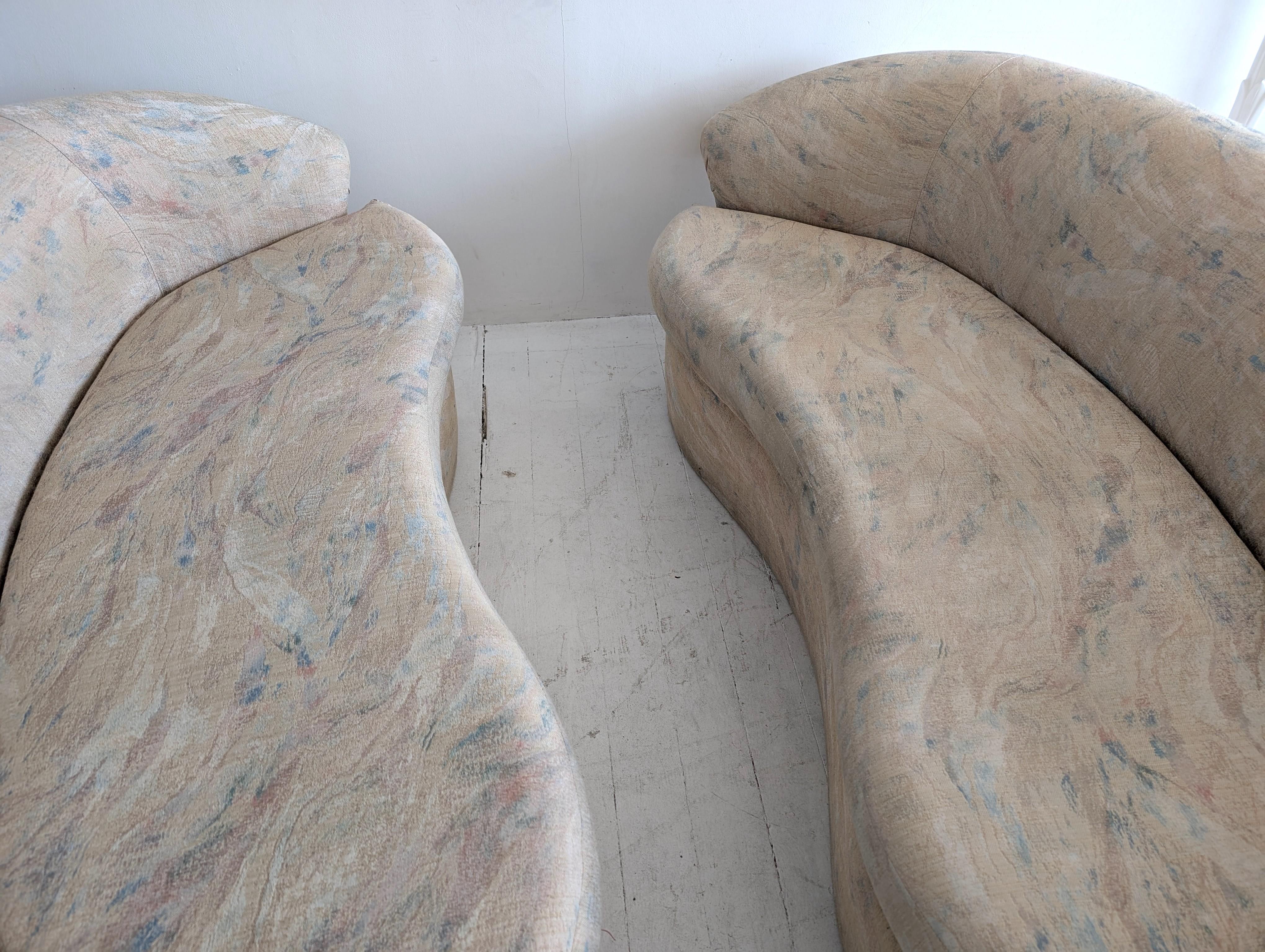 Vintage postmodern curved pastel sofa, USA 1980s- two available 10