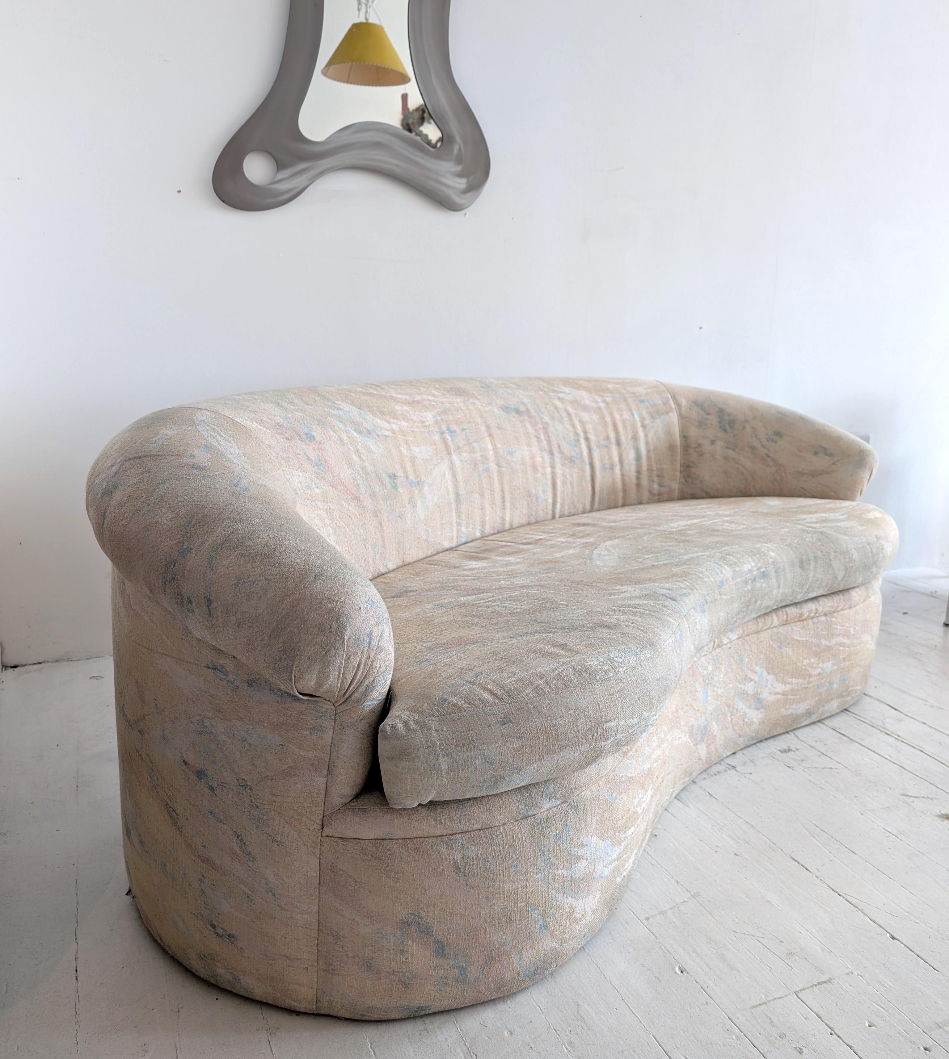 20th Century Vintage postmodern curved pastel sofa, USA 1980s- two available