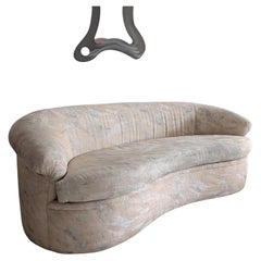 Vintage postmodern curved pastel sofa, USA 1980s- two available