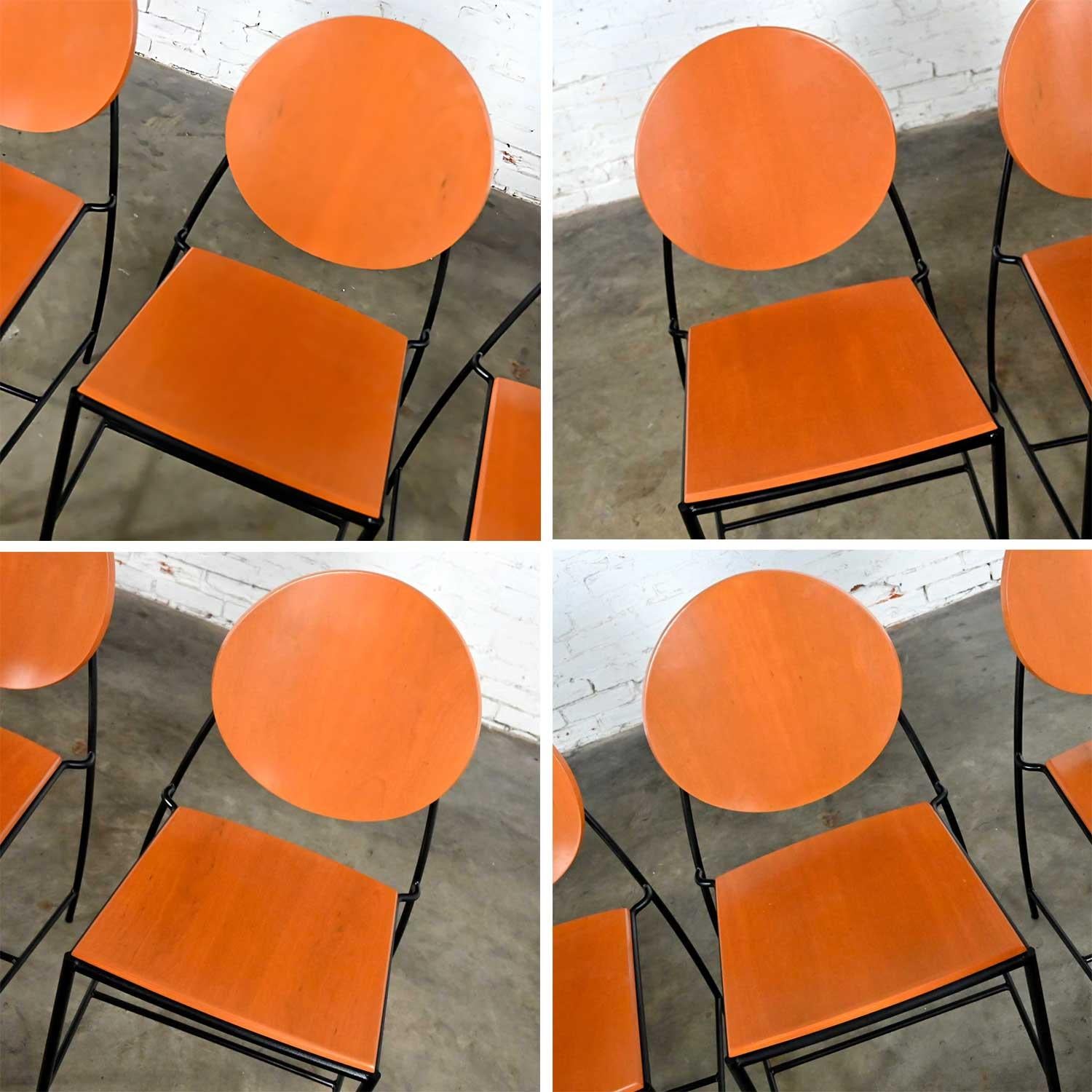 Ensemble de 8 chaises de salle à manger vintage postmodernes Dakota Jackson Vik, Ter 1 orange en vente 2