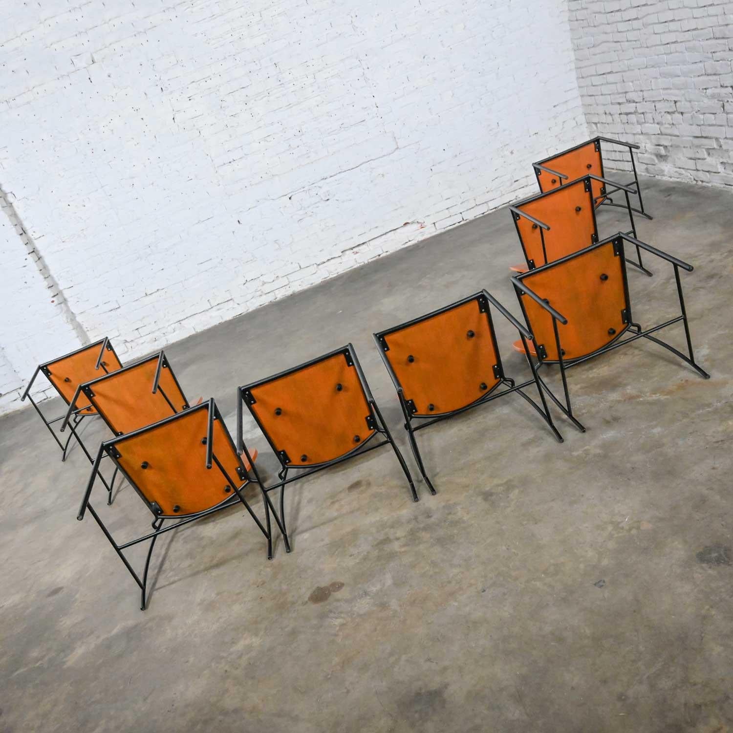 Ensemble de 8 chaises de salle à manger vintage postmodernes Dakota Jackson Vik, Ter 1 orange en vente 3