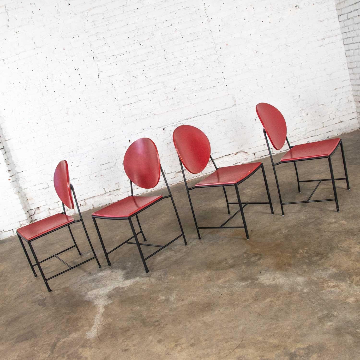 Vintage Postmodern Dakota Jackson Vik-Ter Dining Chairs Red Yellow Orange Blue 3