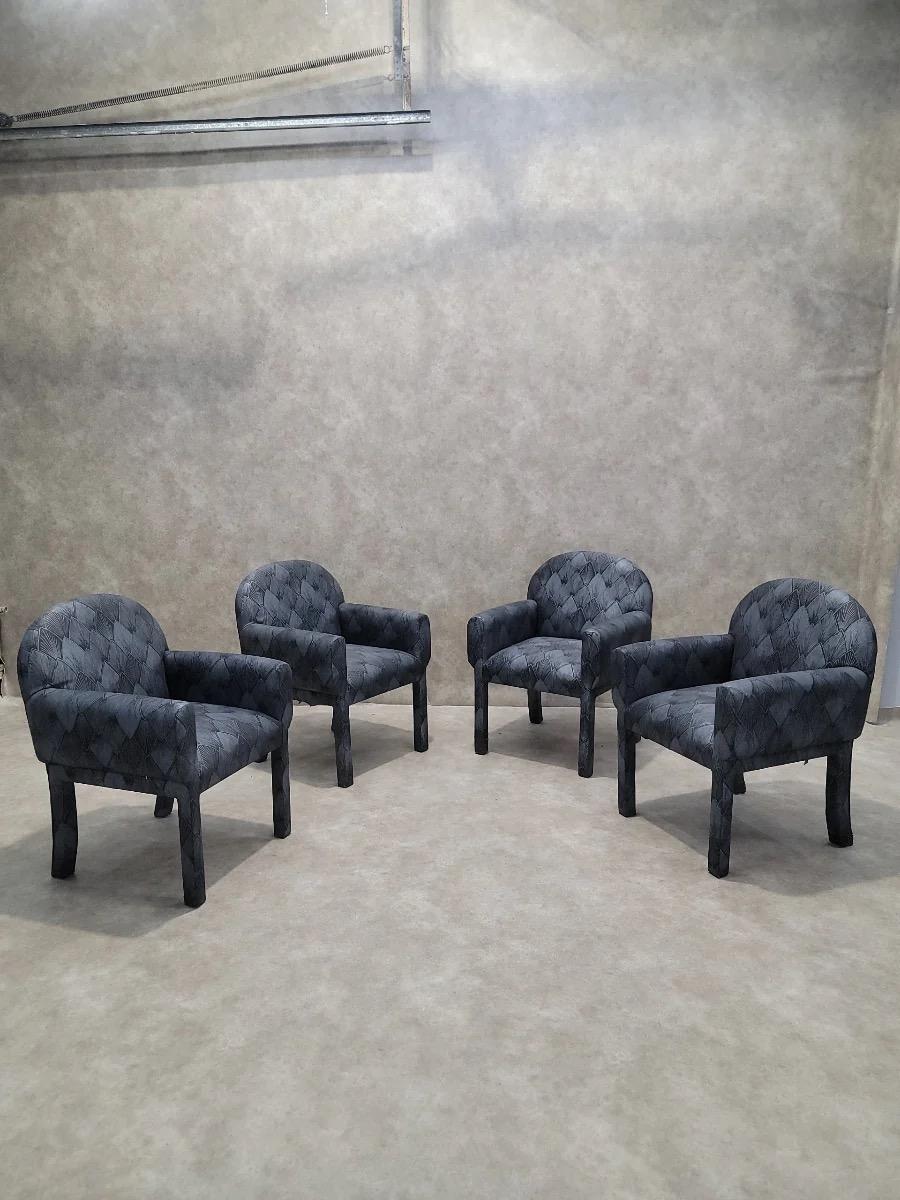 Vintage Postmodern Deco Style Arched Back Upholstering Stühle - Set von 8 (Polster) im Angebot