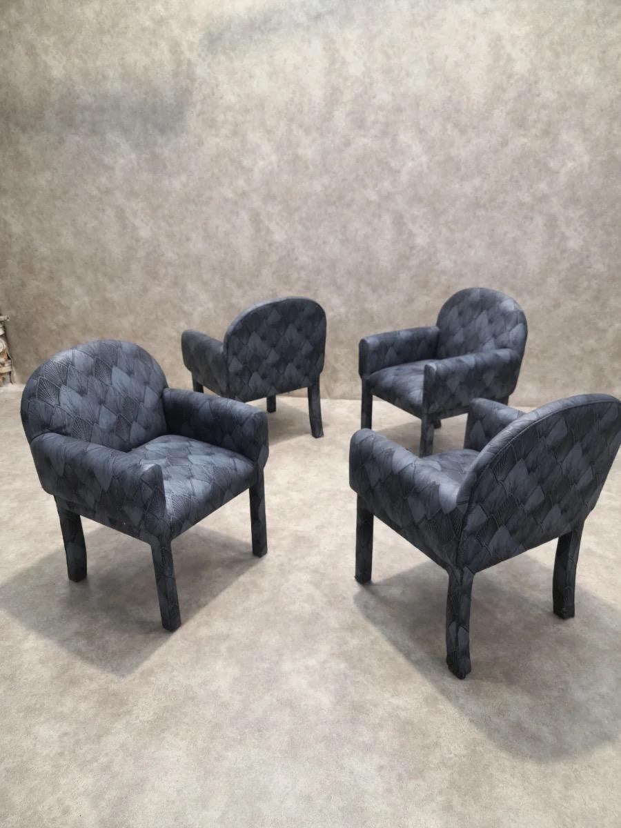 Vintage Postmodern Deco Style Arched Back Upholstering Stühle - Set von 8 im Angebot 2