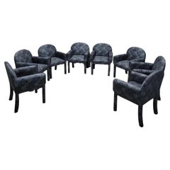 Vintage Postmodern Deco Style Arched Back Upholstered Chairs - Set of 8