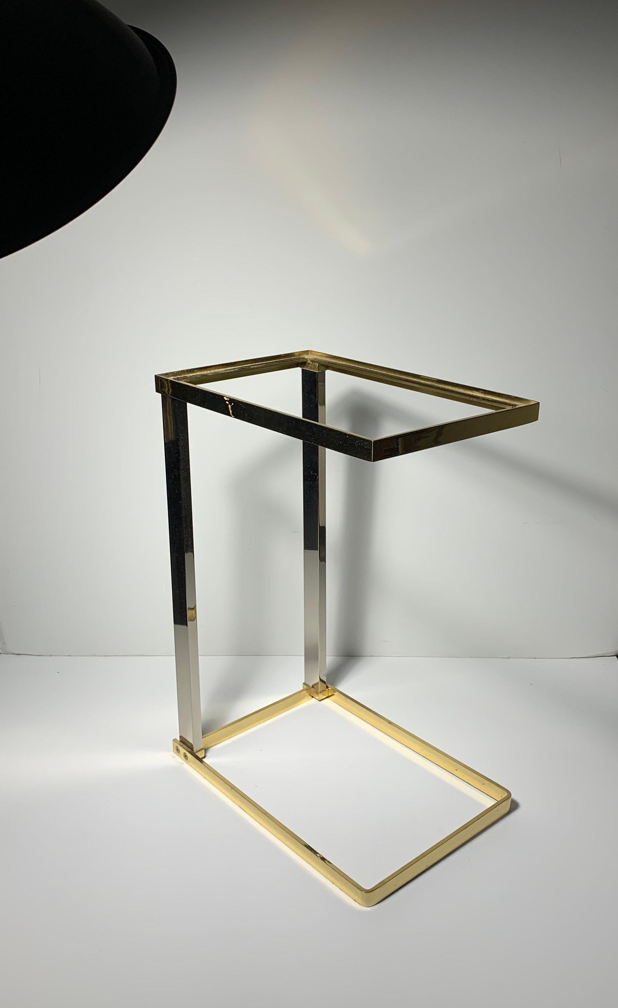 American Vintage Postmodern DIA Cantilever Brass / Chrome Side End Table For Sale