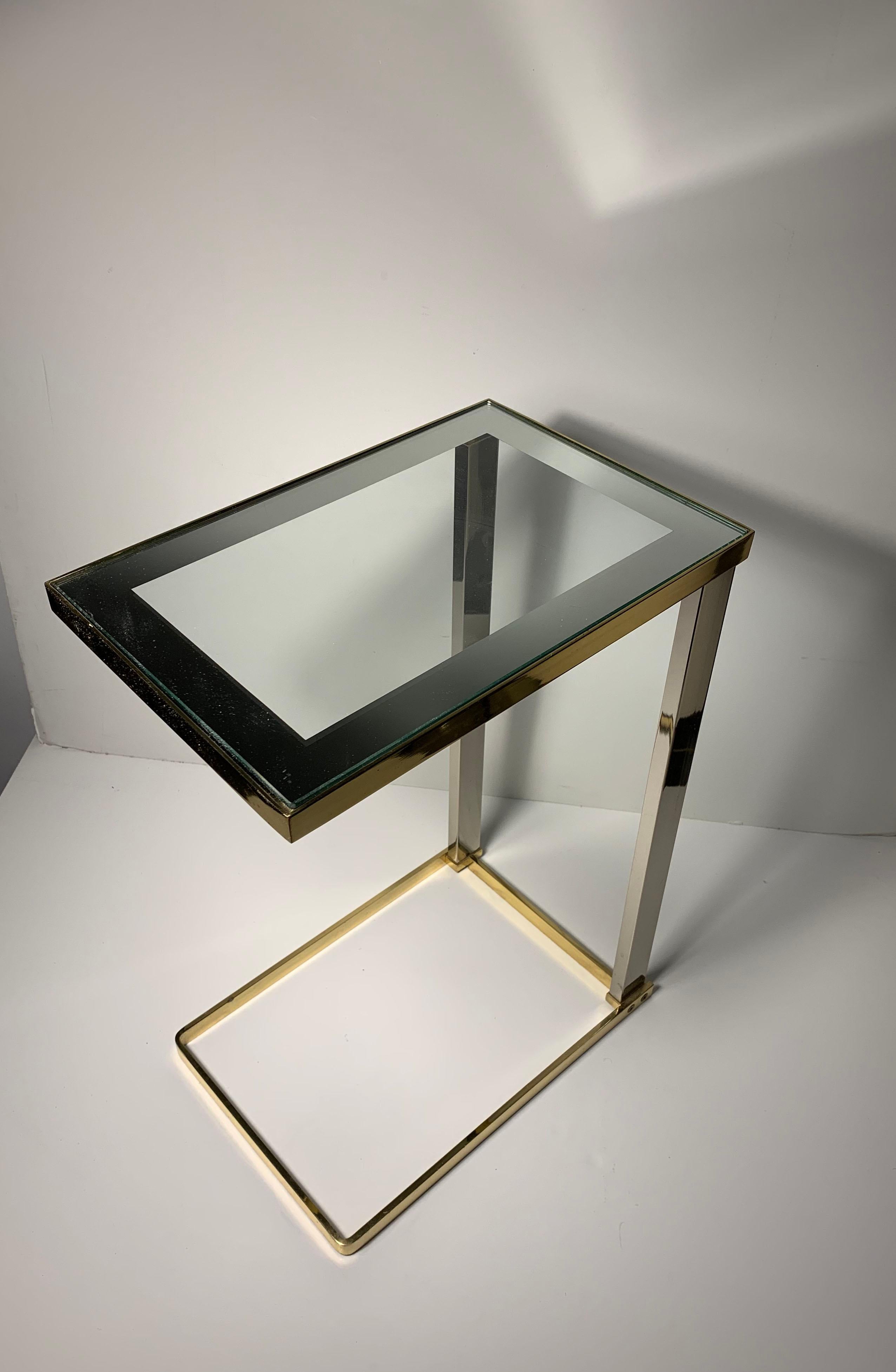Vintage Postmodern DIA Cantilever Brass / Chrome Side End Table For Sale 1
