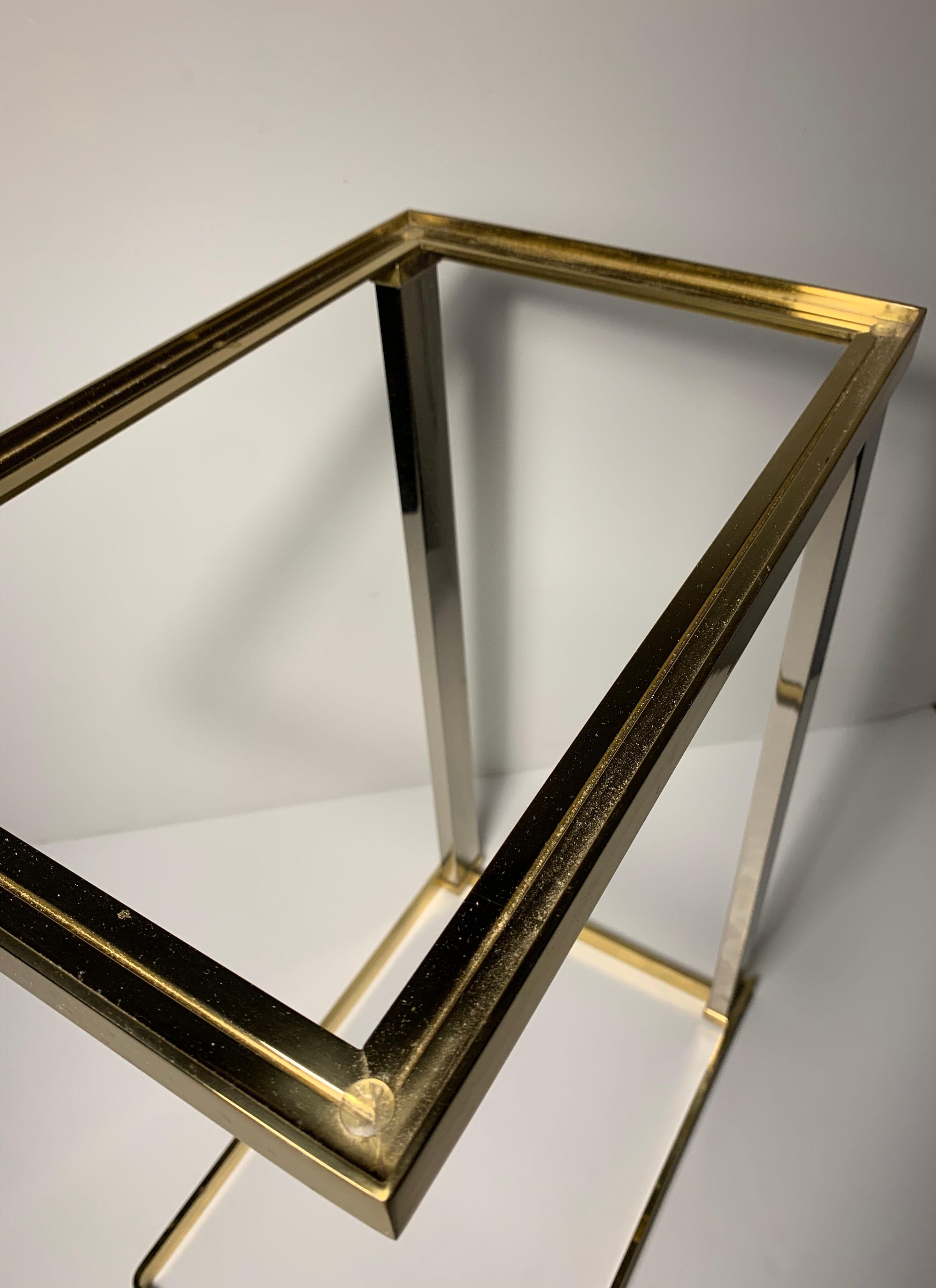 Vintage Postmodern DIA Cantilever Brass / Chrome Side End Table For Sale 3