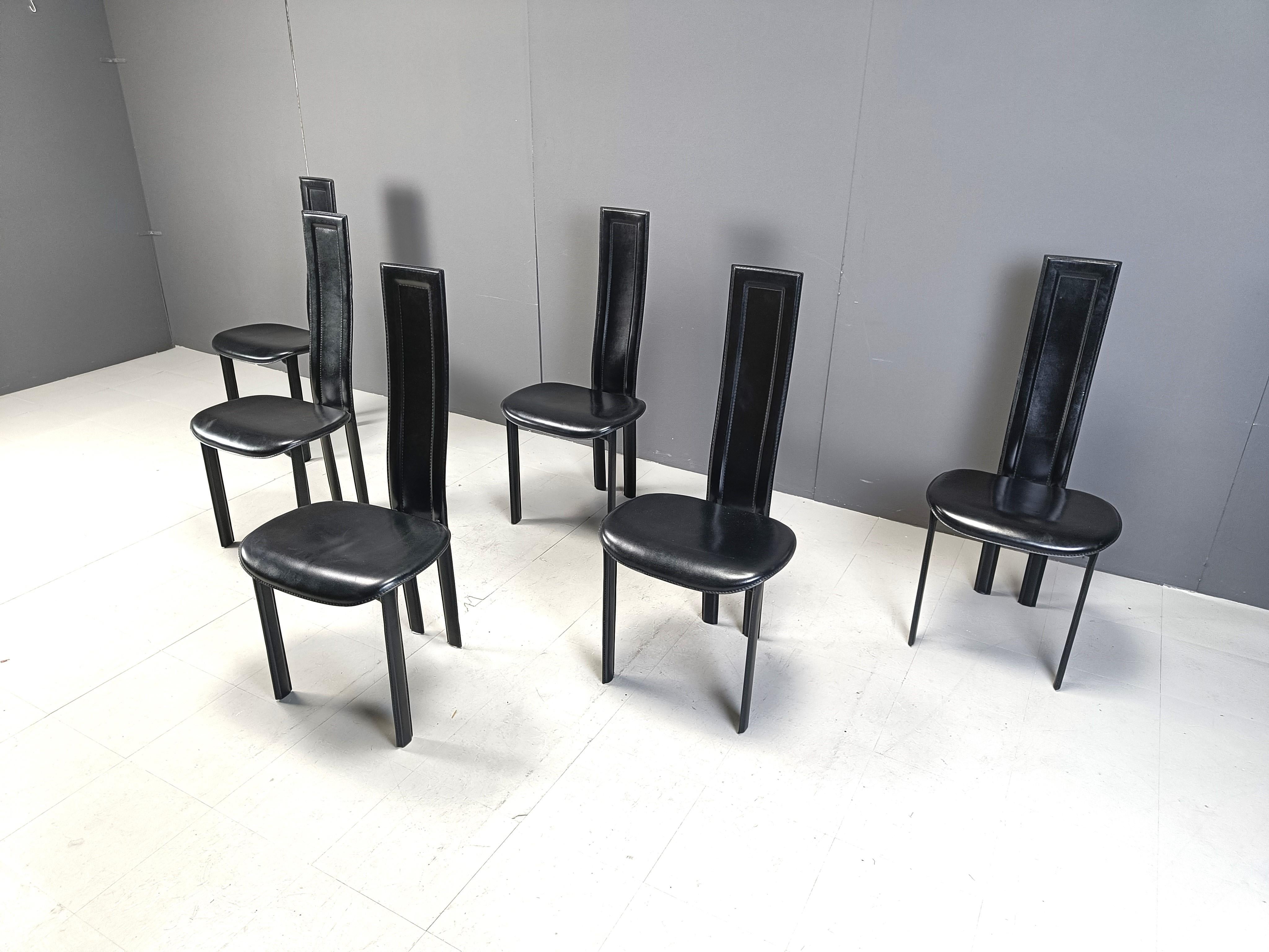 Metal Vintage postmodern dining chairs by Cattelan, 1980s For Sale