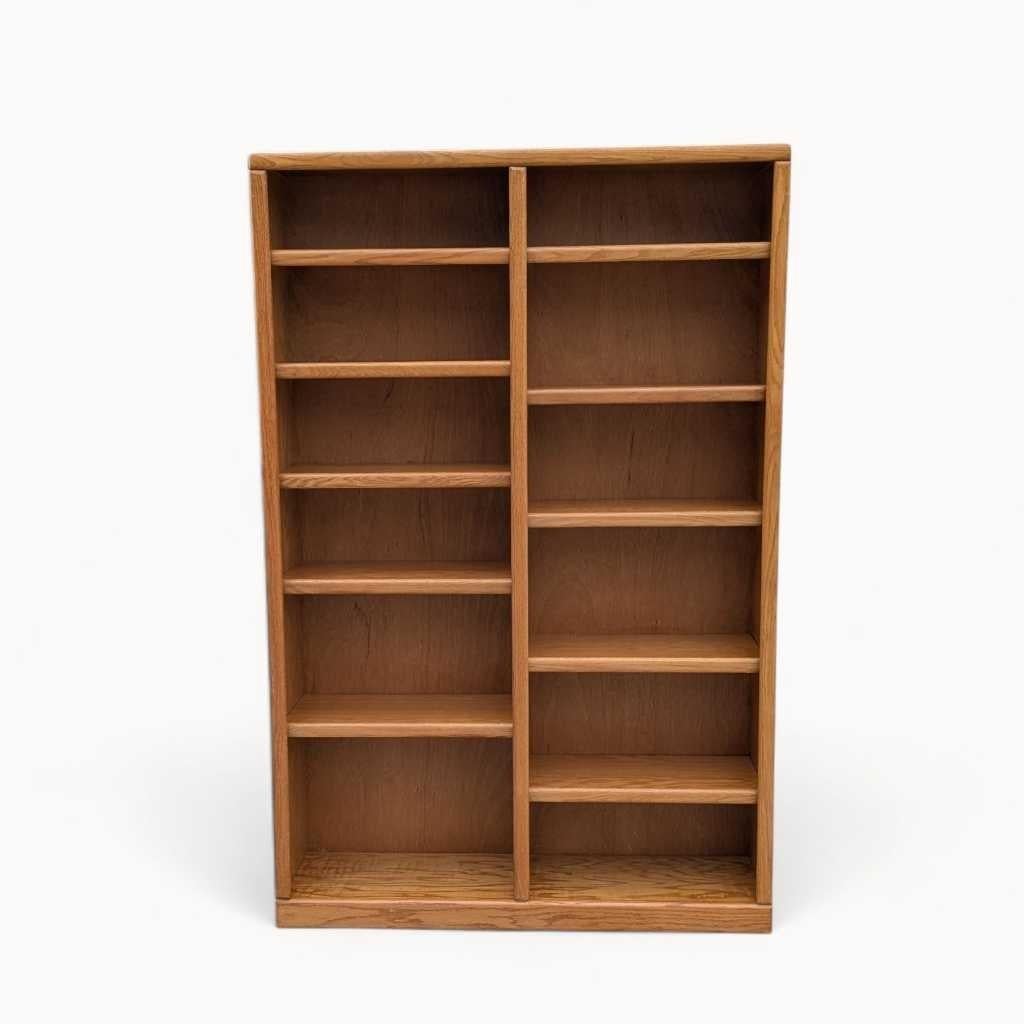 Bibliothèque postmoderne à double colonne en chêne, finition naturelle, États-Unis, vers 1980 en vente 5