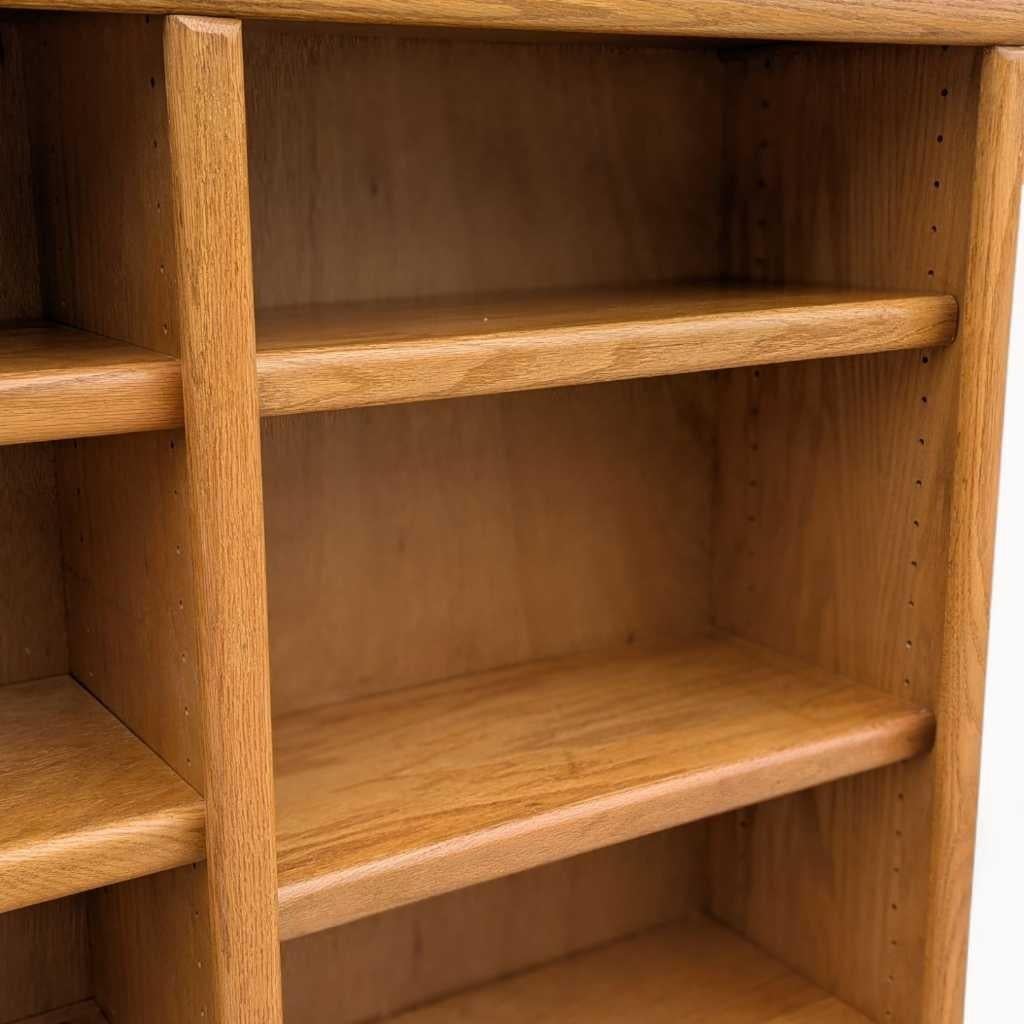 Bibliothèque postmoderne à double colonne en chêne, finition naturelle, États-Unis, vers 1980 en vente 6