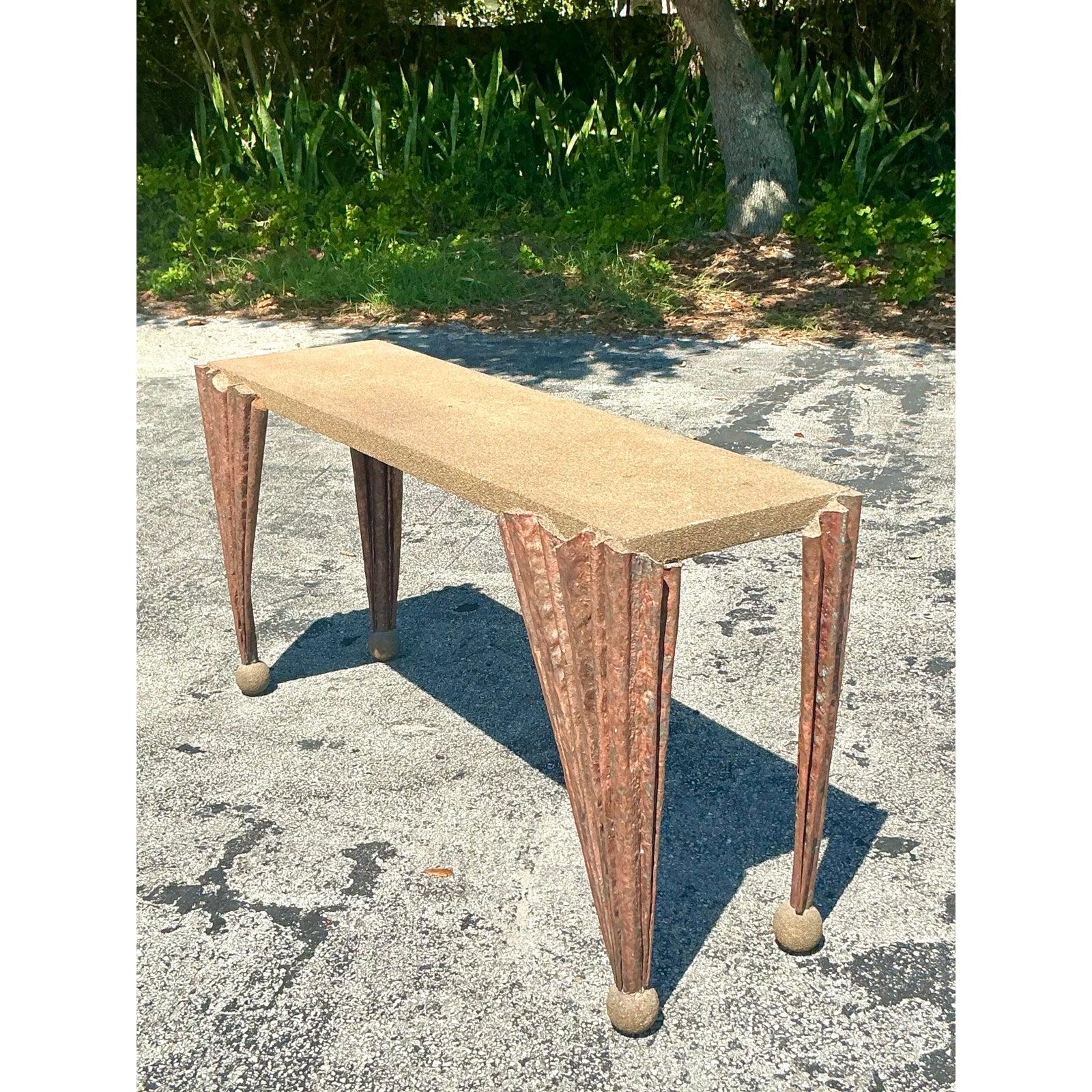 Table console drapée postmoderne vintage en vente 3