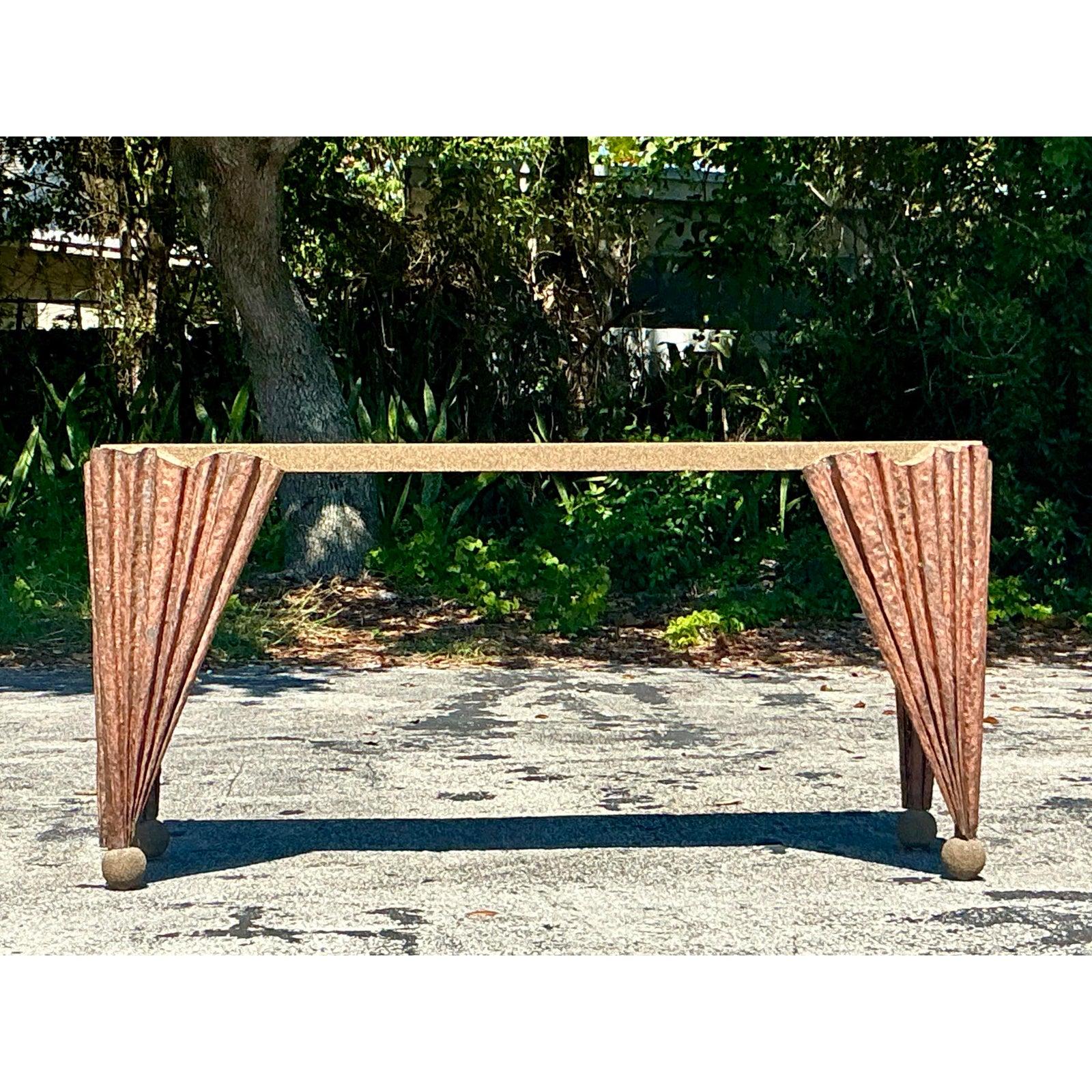 Table console drapée postmoderne vintage en vente 4
