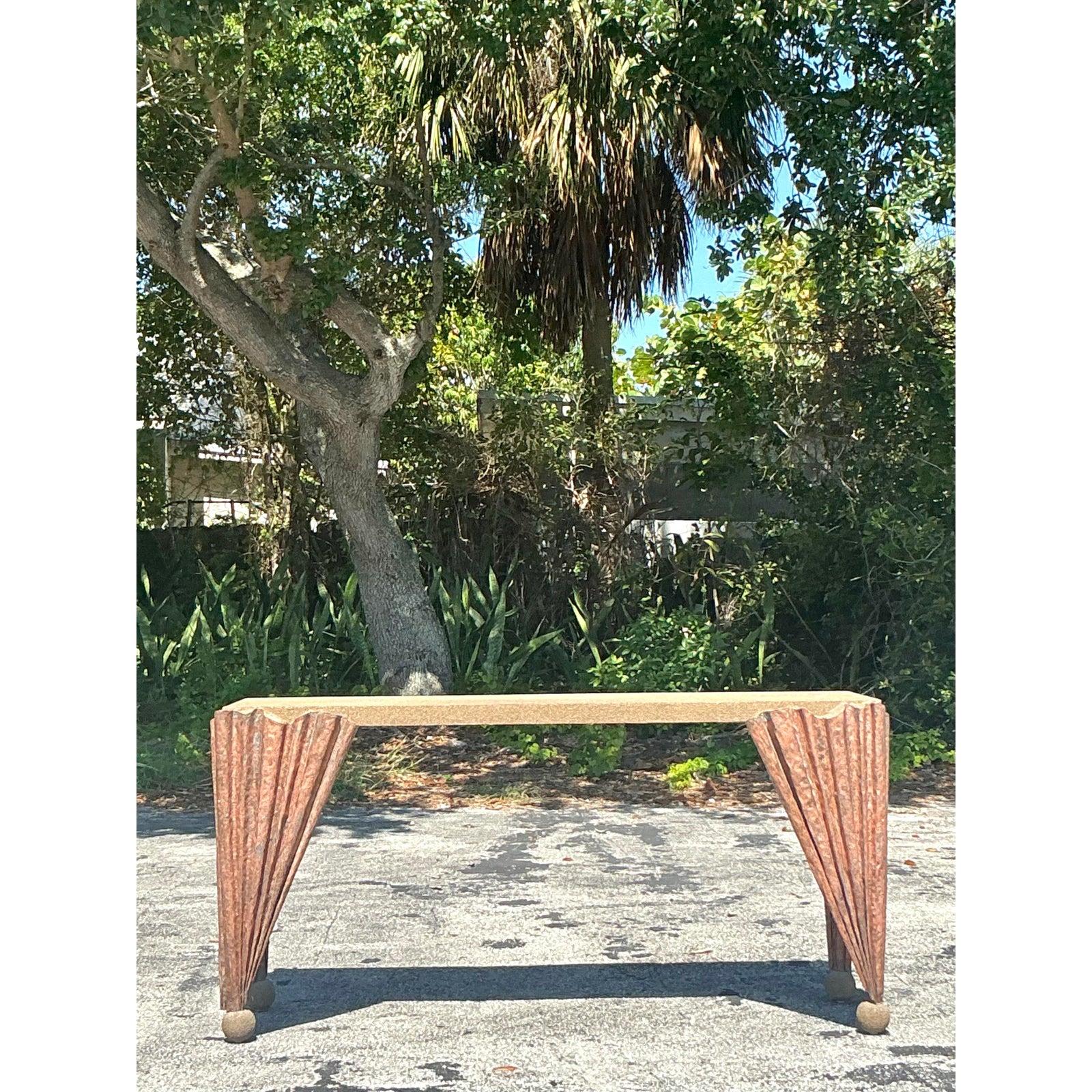 Table console drapée postmoderne vintage en vente 5