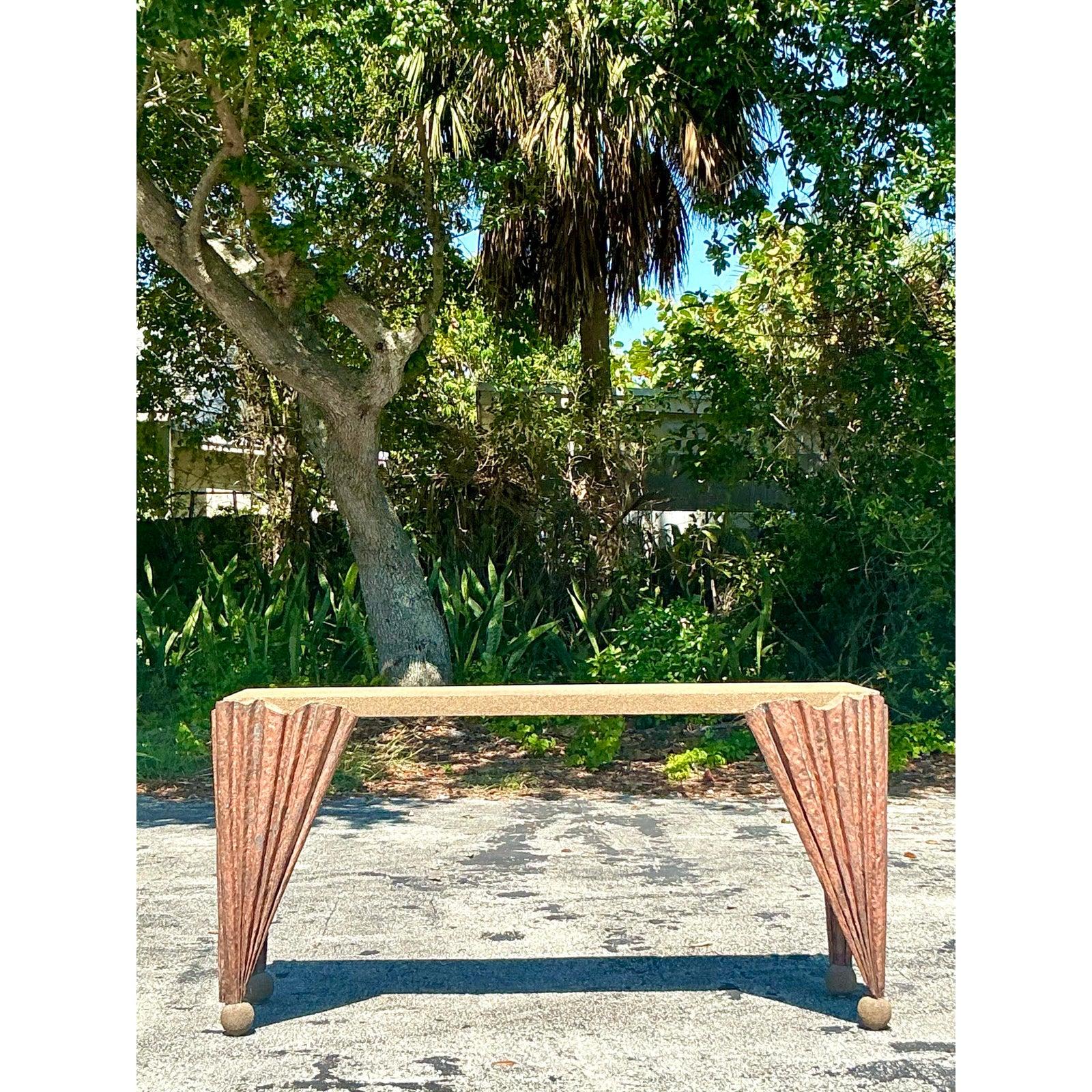Table console drapée postmoderne vintage en vente 2