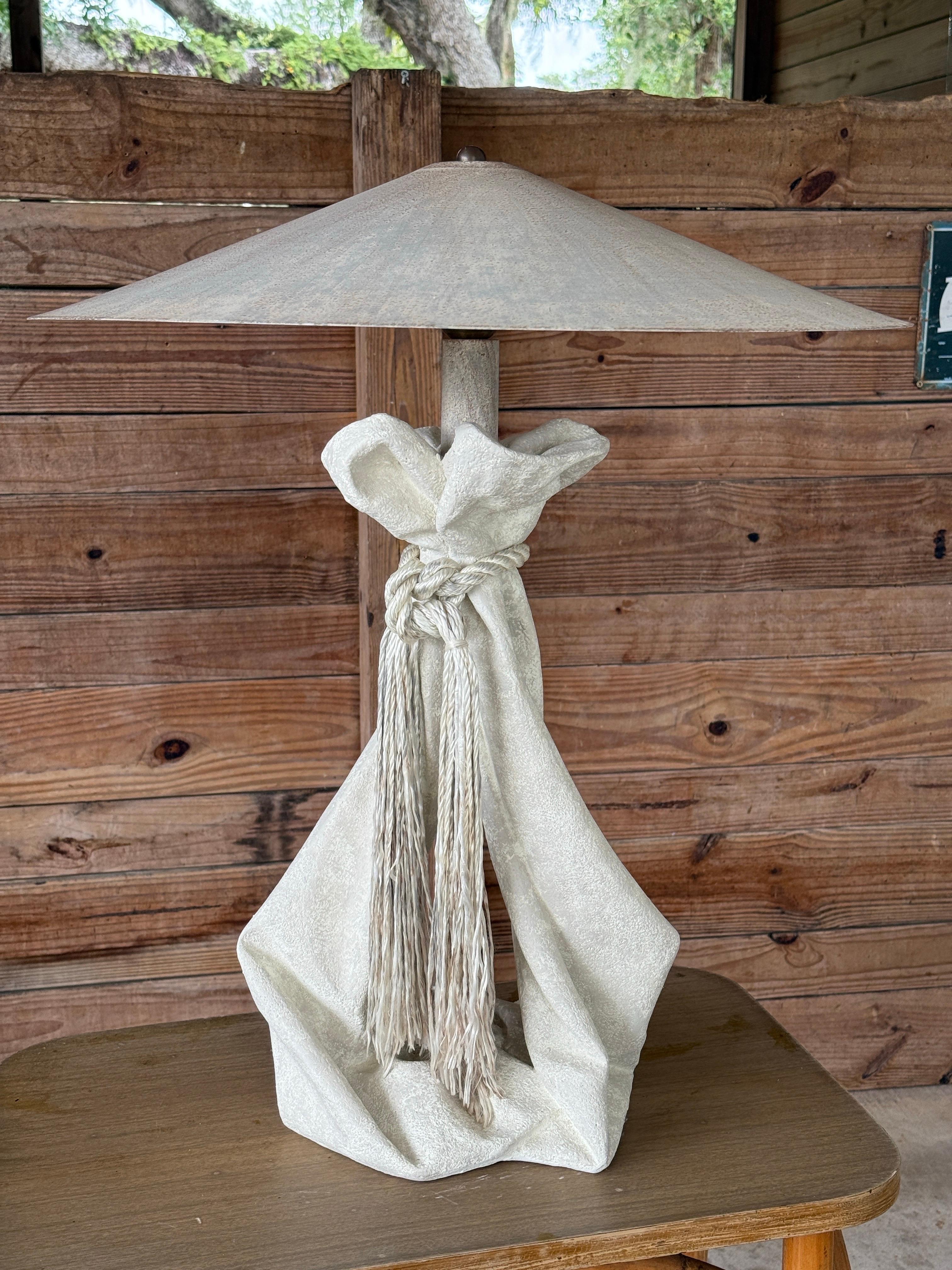 Vintage Postmodern Draped Plaster Table Lamp Manner of John Dickinson For Sale 6