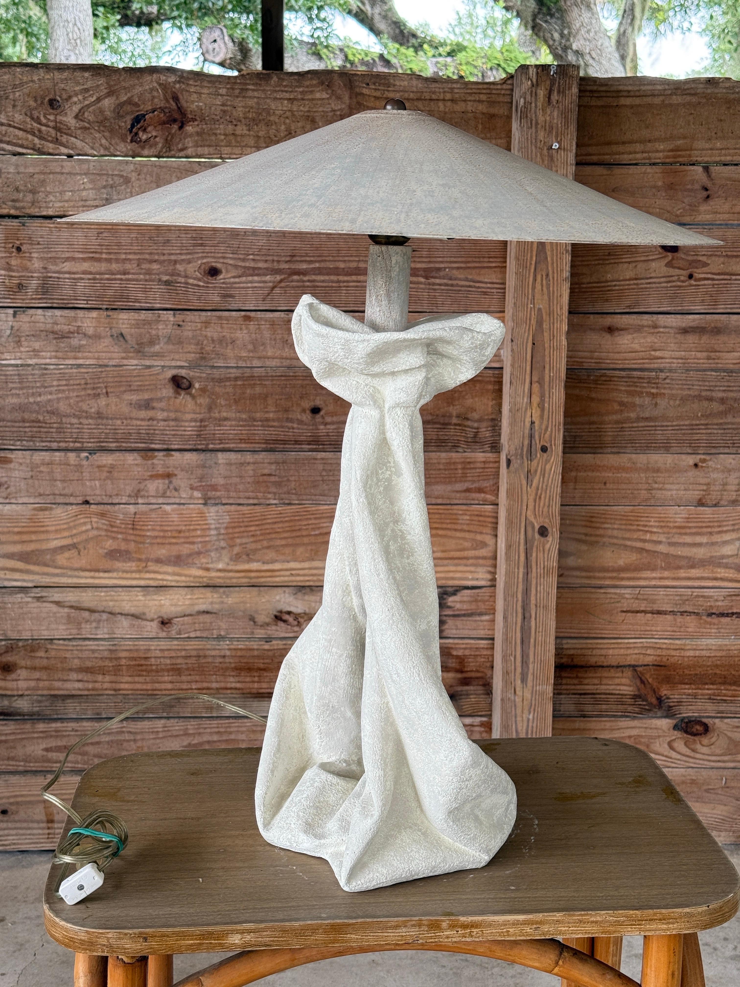 20th Century Vintage Postmodern Draped Plaster Table Lamp Manner of John Dickinson For Sale
