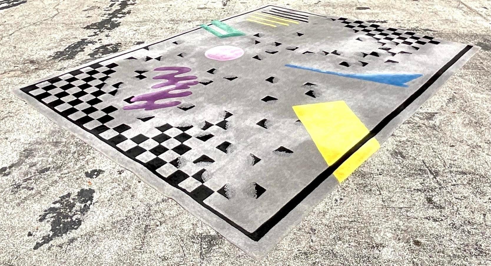 Vintage Postmodern Edward Fields Geometric Rug In Good Condition For Sale In west palm beach, FL