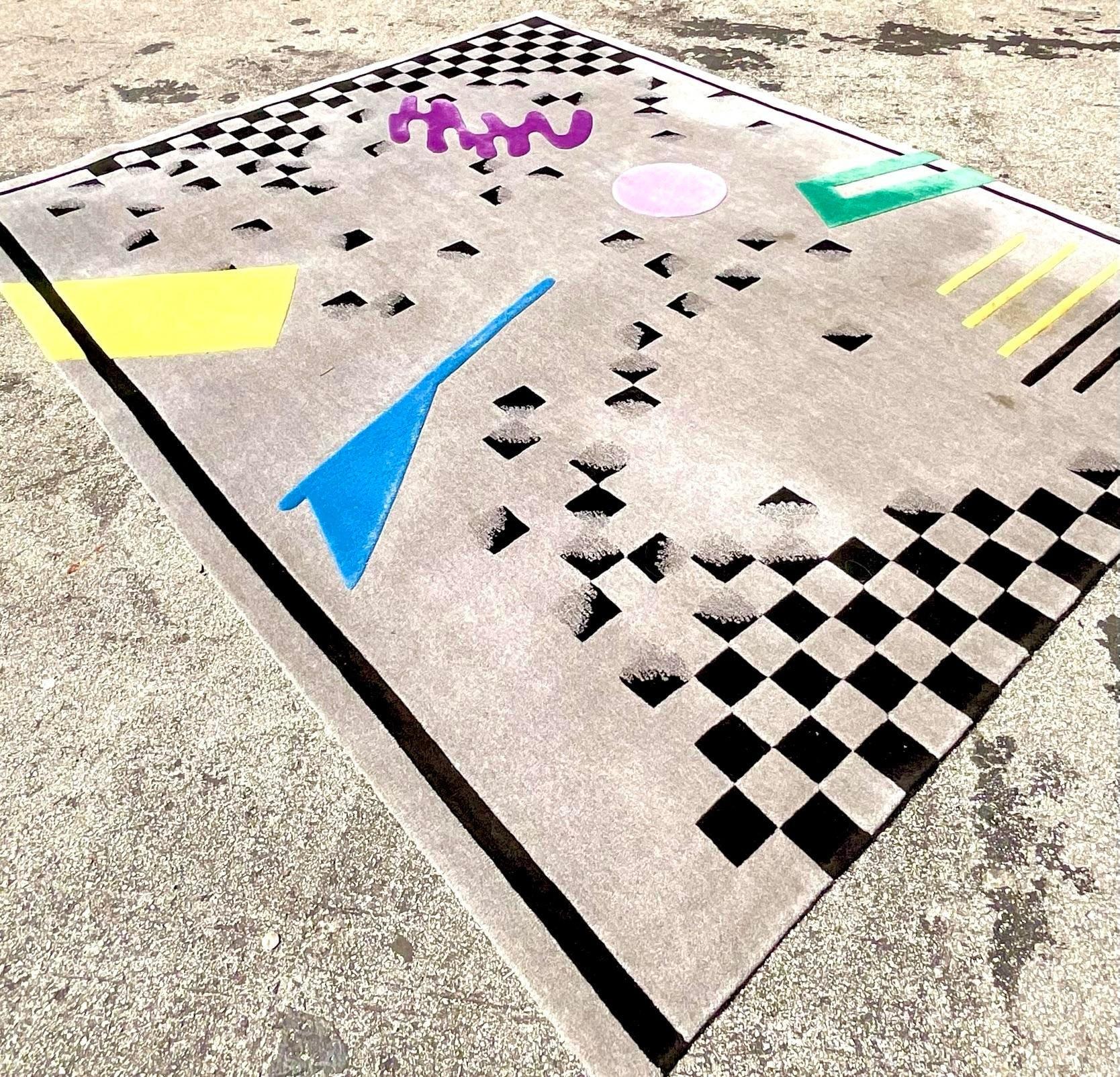 20th Century Vintage Postmodern Edward Fields Geometric Rug For Sale