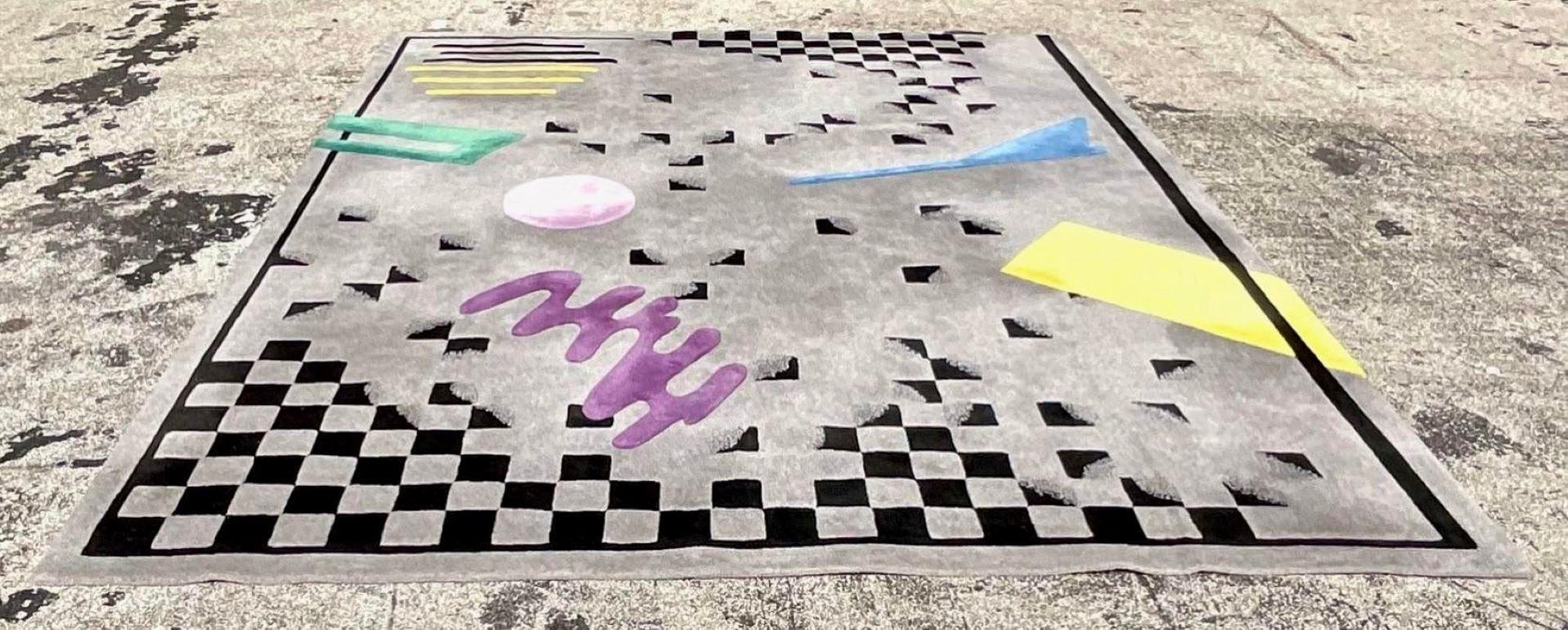 Wool Vintage Postmodern Edward Fields Geometric Rug For Sale