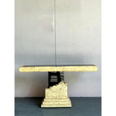 Vintage Postmodern Faux Coral Console Table