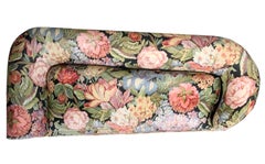Vintage Postmodern Floral Tapestry Recamier Loveseat Sofa, Scalamandre Fringe
