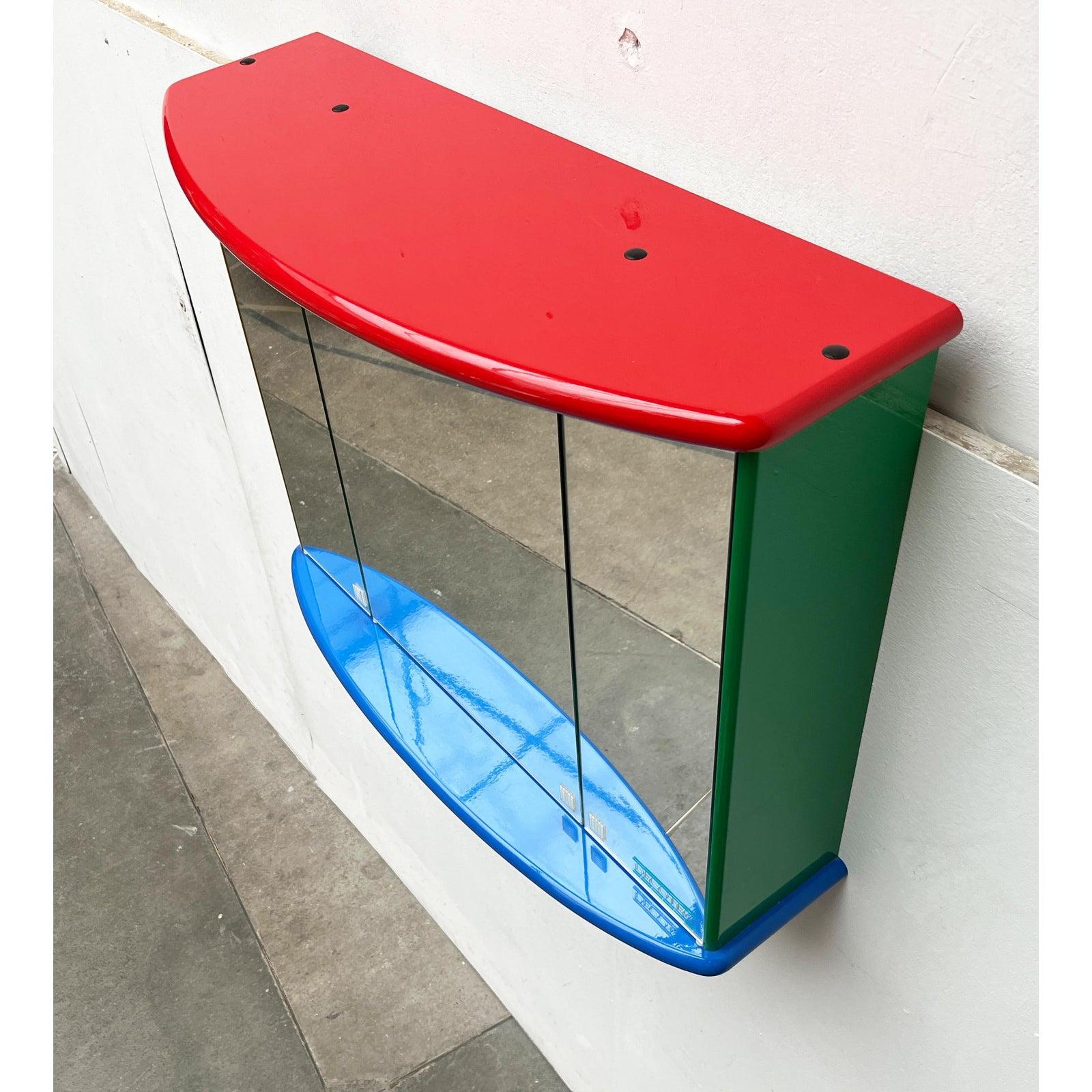 Vintage Postmodern French Bathroom Mirror Cabinet from Decotec, 1980s For Sale 5