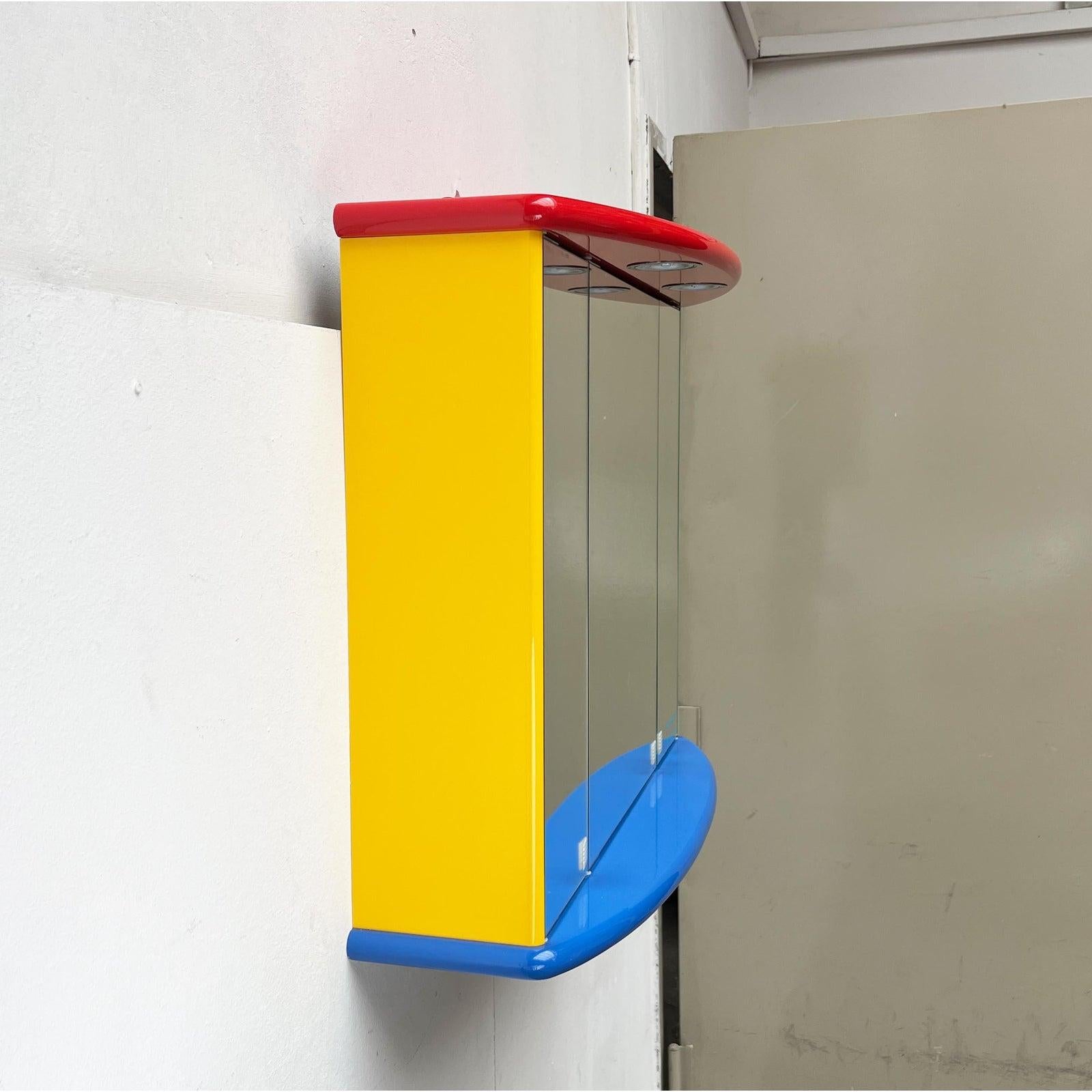 Post-Modern Vintage Postmodern French Bathroom Mirror Cabinet from Decotec, 1980s For Sale