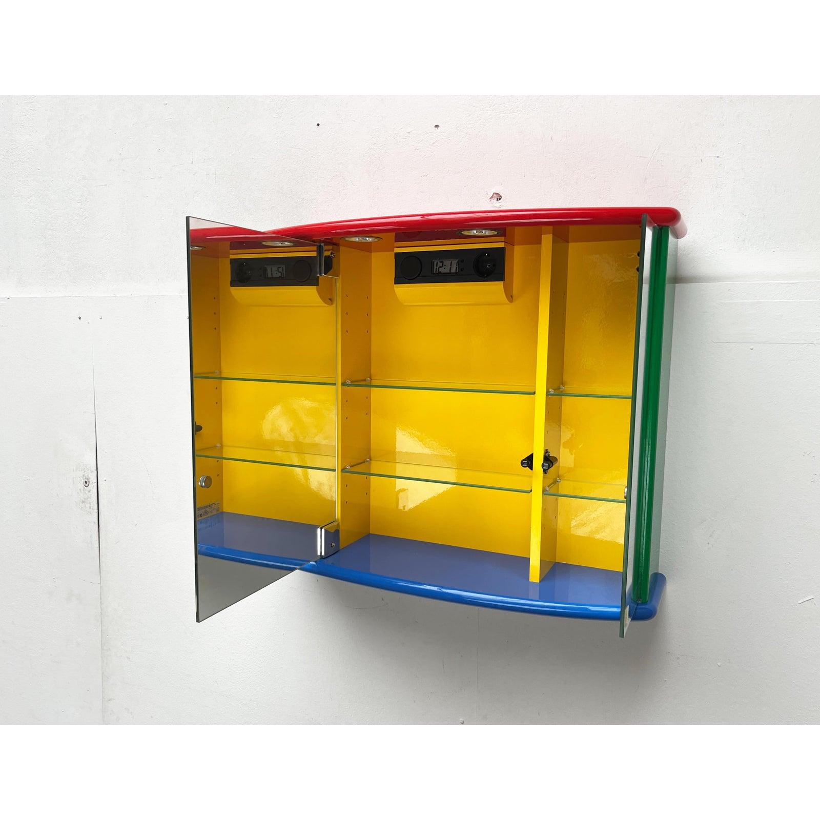 20th Century Vintage Postmodern French Bathroom Mirror Cabinet from Decotec, 1980s For Sale