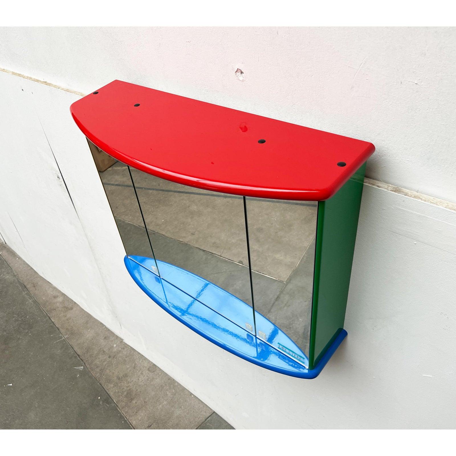 Vintage Postmodern French Bathroom Mirror Cabinet from Decotec, 1980s For Sale 1
