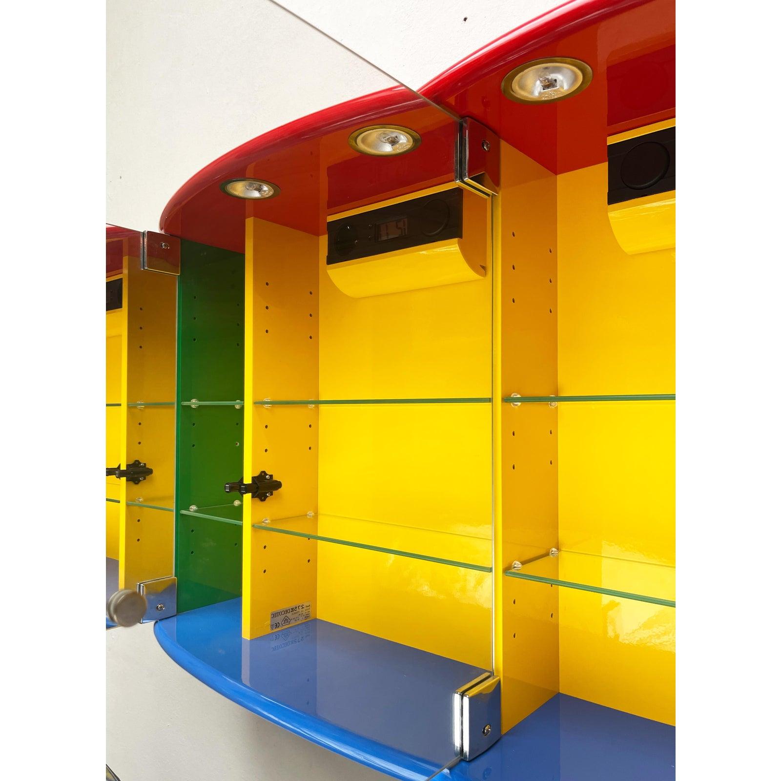 Vintage Postmodern French Bathroom Mirror Cabinet from Decotec, 1980s For Sale 3
