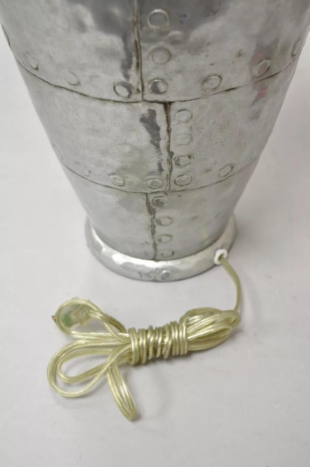 Vintage Postmodern Galvanized Aluminum Metal Aviator Plane Style Table Lamp For Sale 4