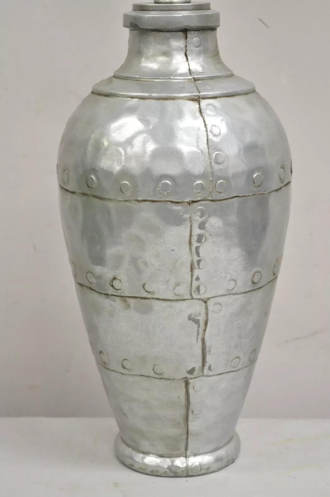 Post-Modern Vintage Postmodern Galvanized Aluminum Metal Aviator Plane Style Table Lamp For Sale